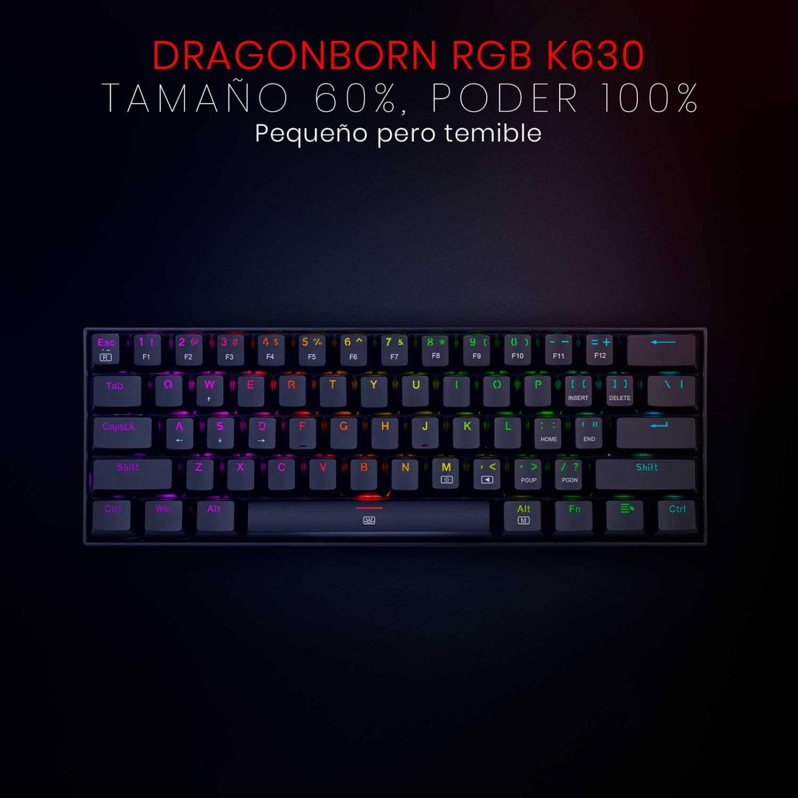 Teclado Gamer Redragon Dragonborn K630 Qwerty Red Inglés 