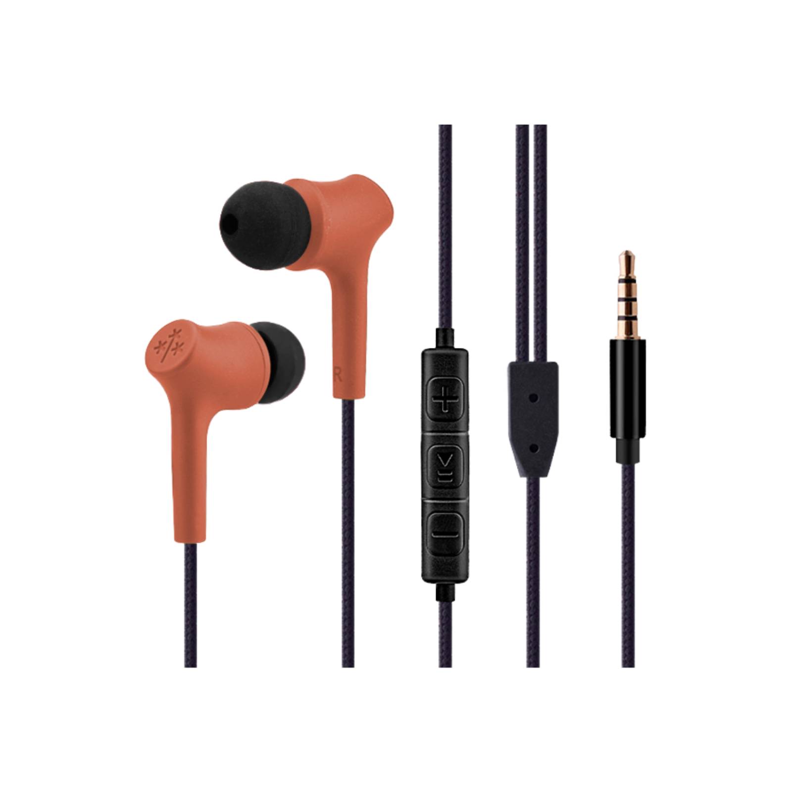 Audífonos Ecológicos In-ear Haya Sustentables By Hune 3.5mm Naranja claro