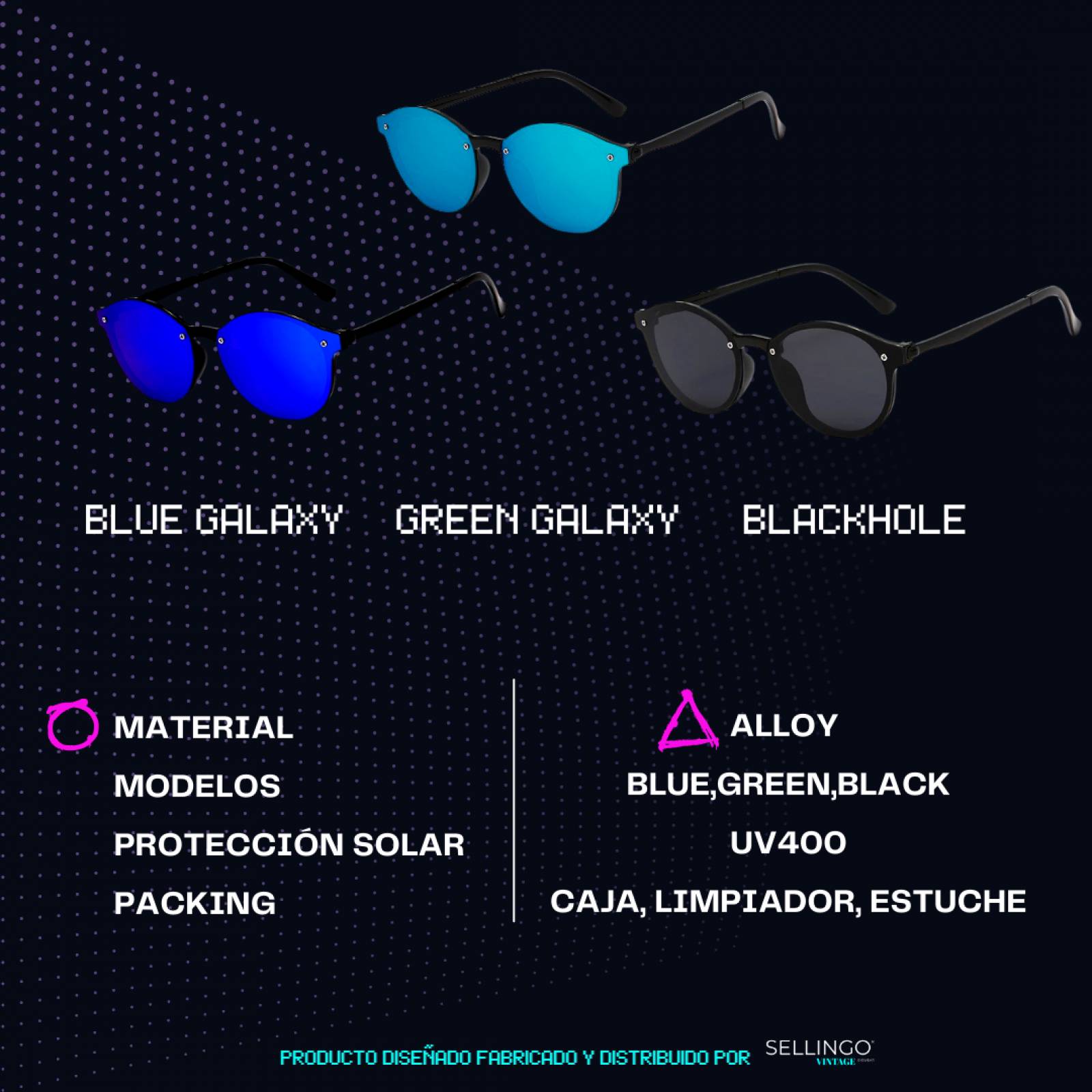 Lentes De Sol Sellingo Vintage Gafas Para Hombre Mujer Uv400 Azul - Vintage