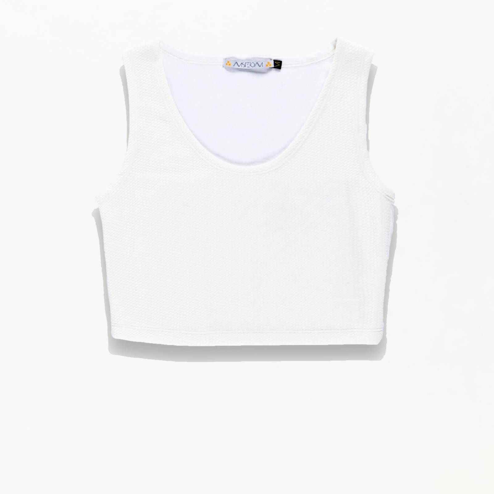 Crop Top Sin Mangas Moda Casual Tela Con Textura Color Hueso