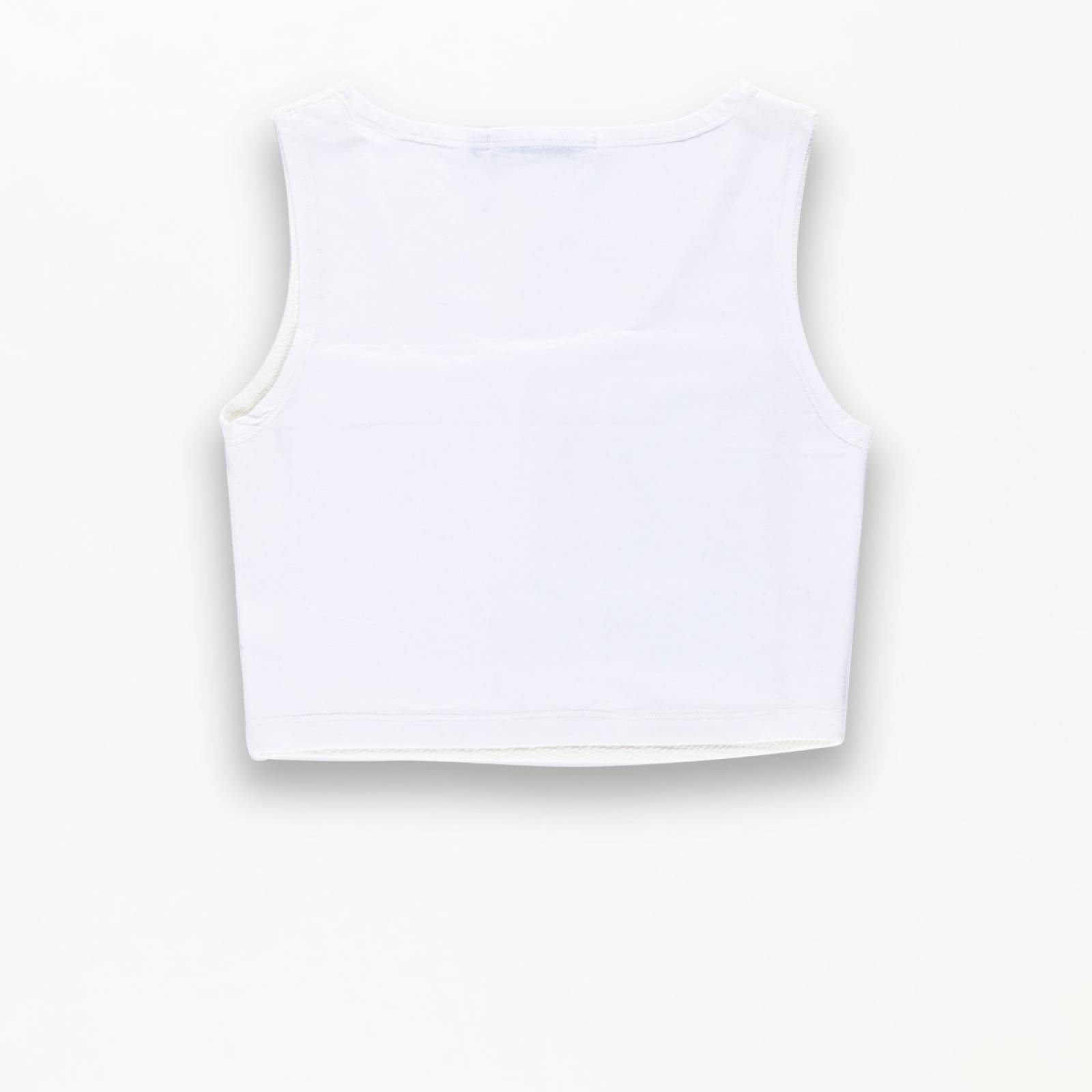 Crop Top Sin Mangas Moda Casual Tela Con Textura Color Hueso