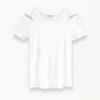 Blusa Casual Manga Corta Y Hombros Descubiertos Color Hueso