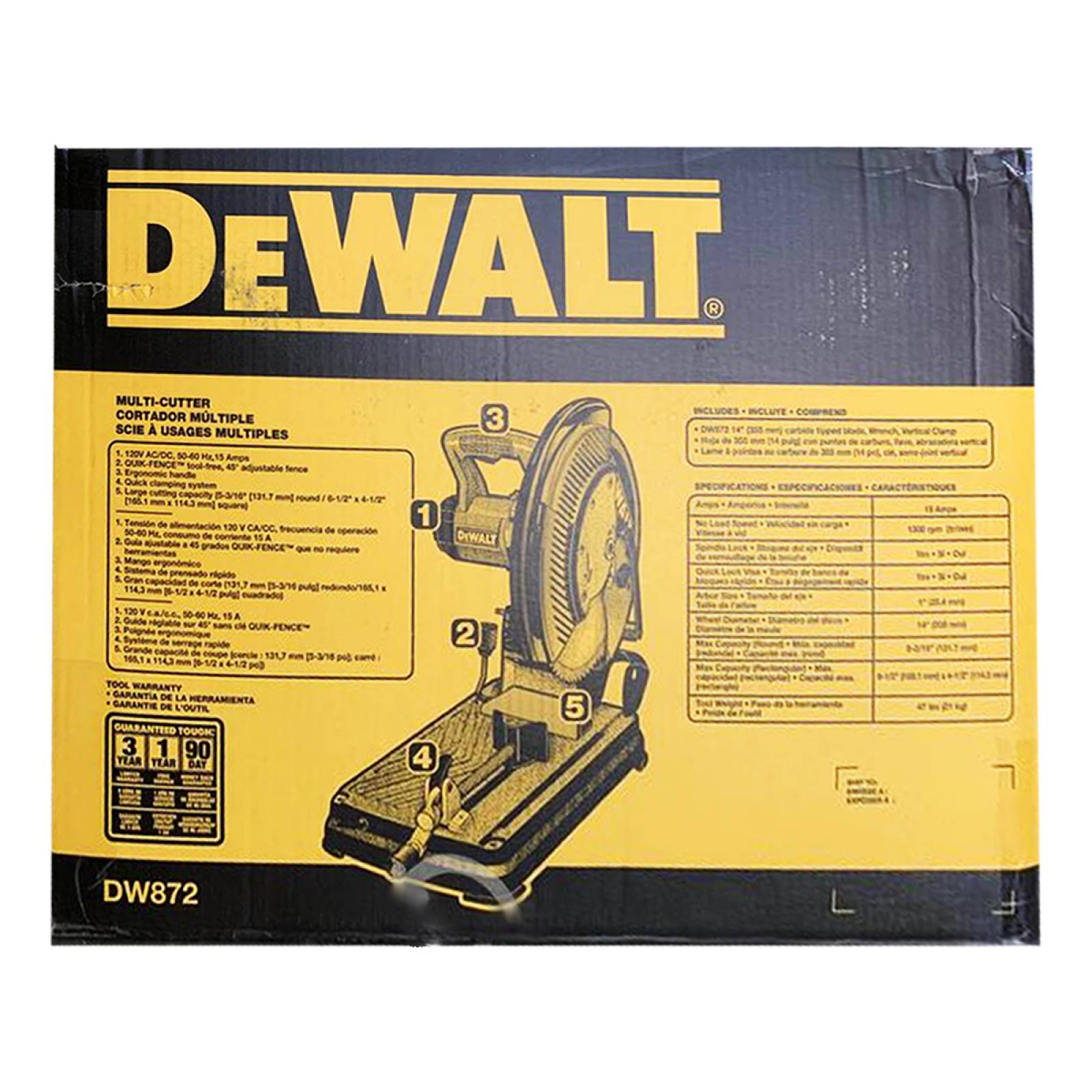 Cortadora Metales 14 2200W 1200Rpm Disco Carbur Dewalt Dw872
