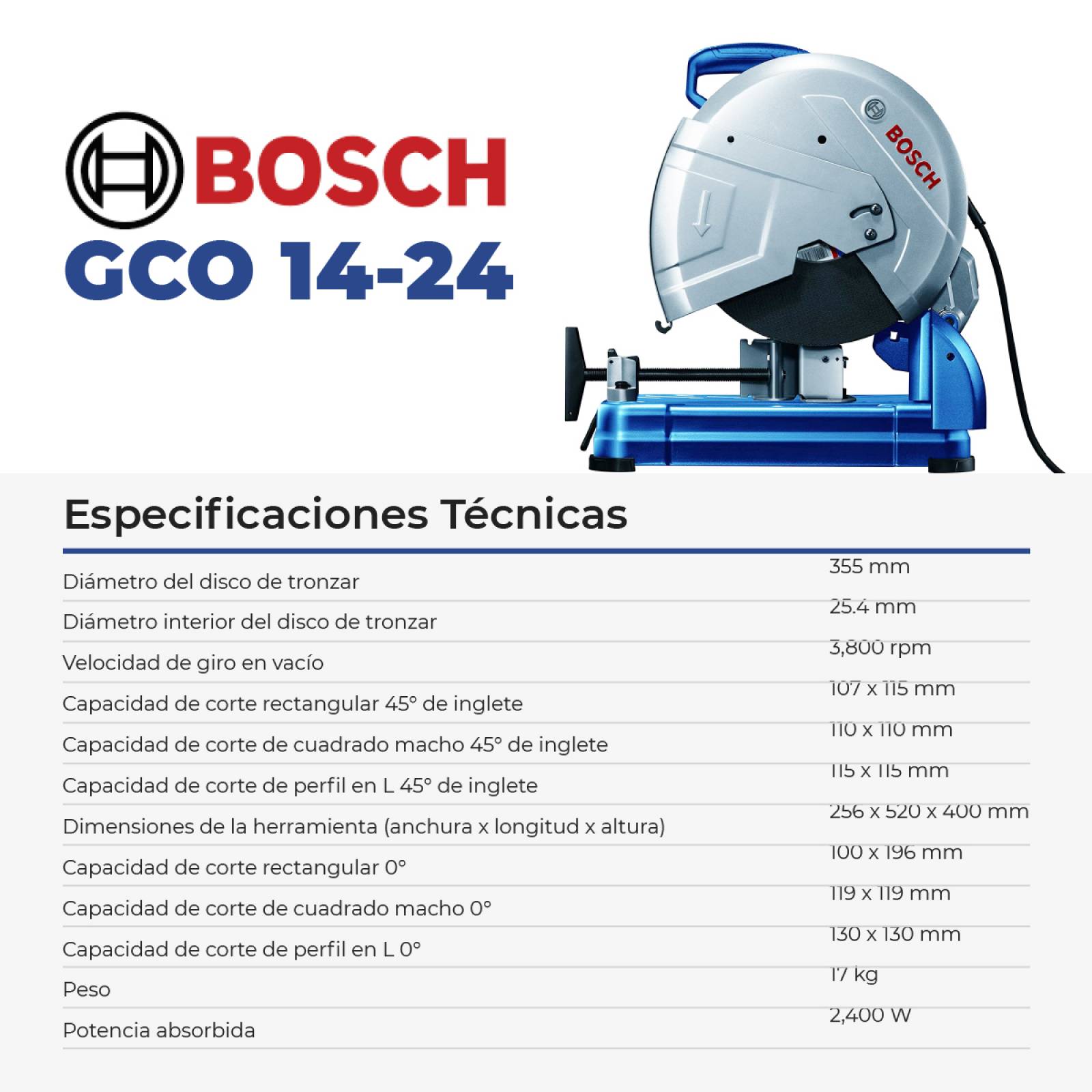 Sierra Circular Cortadora De Metales 2,400 W Gco 14-24 Bosch BOSCH GCO  14-24
