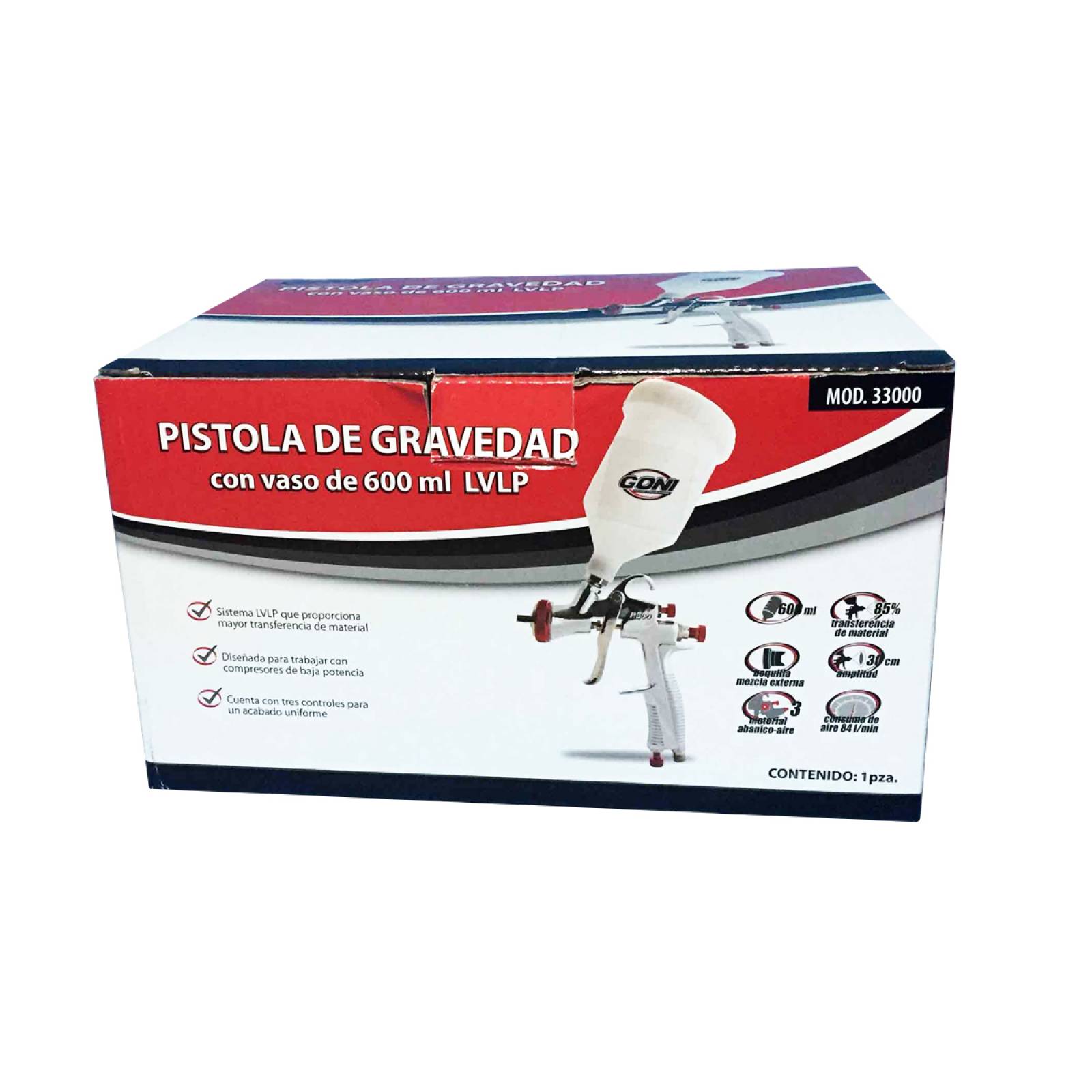 Pistola Pintar Gravedad Vaso 600Ml Alta Transfere Goni 33000