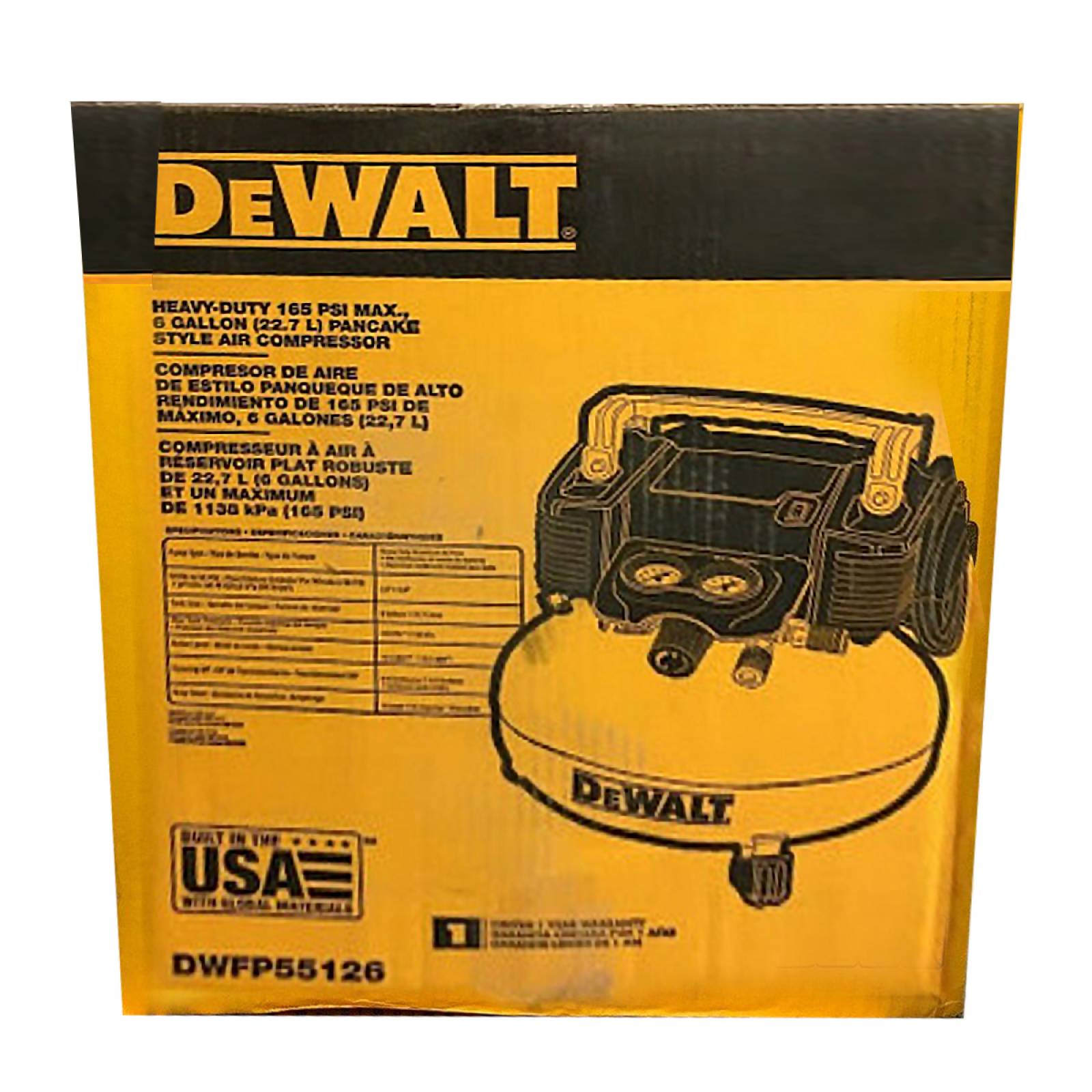 Compresor Dewalt Libre Aceite 120 Volt 3300Rpm 0 9 Dwfp55126