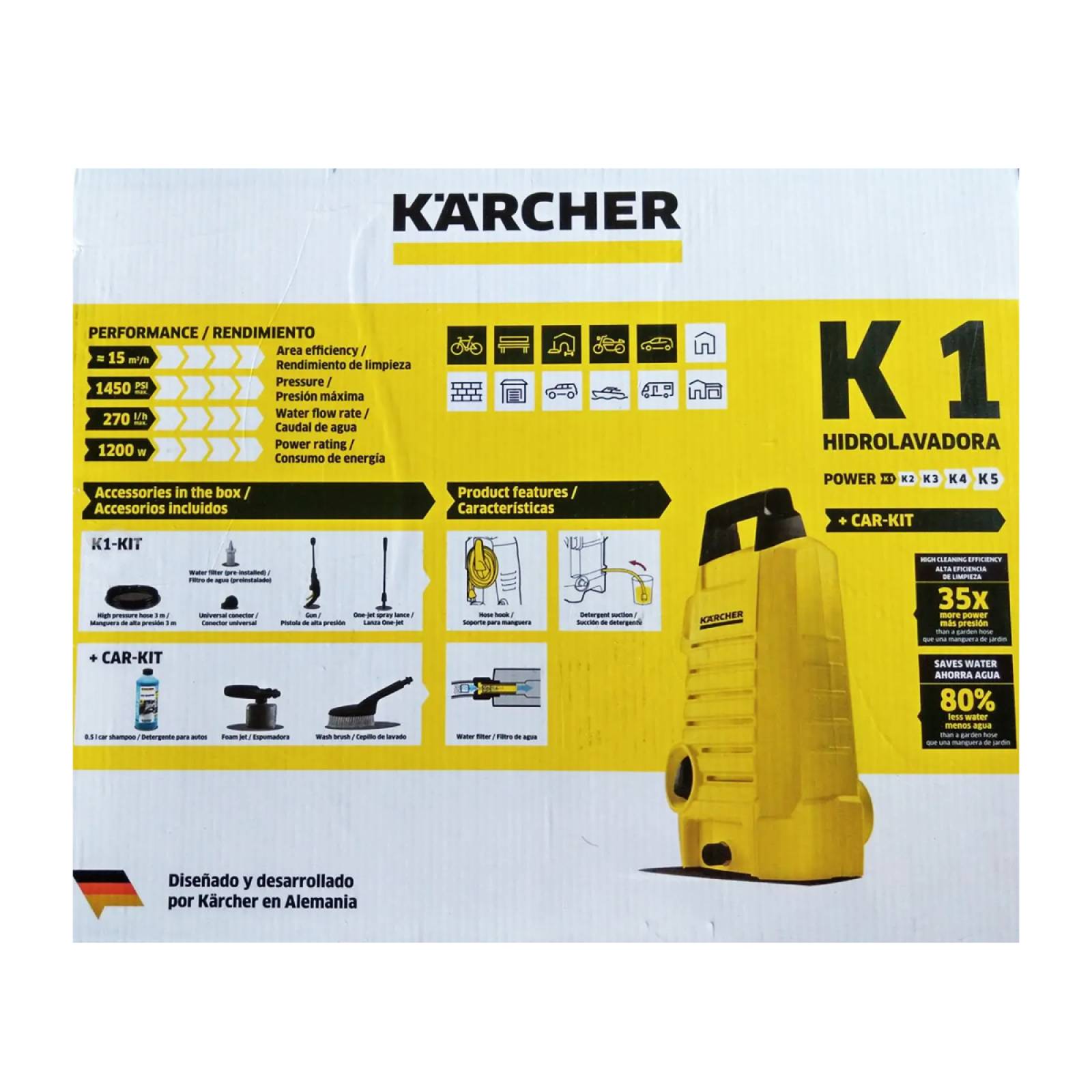 Hidrolavadora 1450 Psi 1200W 4 5 L Karcher K1Car 1 600 009 0