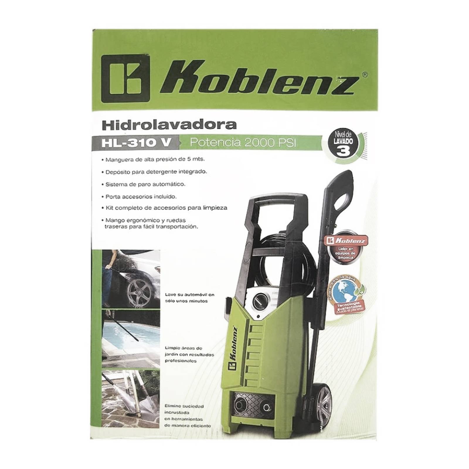Hidrolavadora 2000 Psi 5 Lt Min 5 Accesorios Koblenz Hl310V