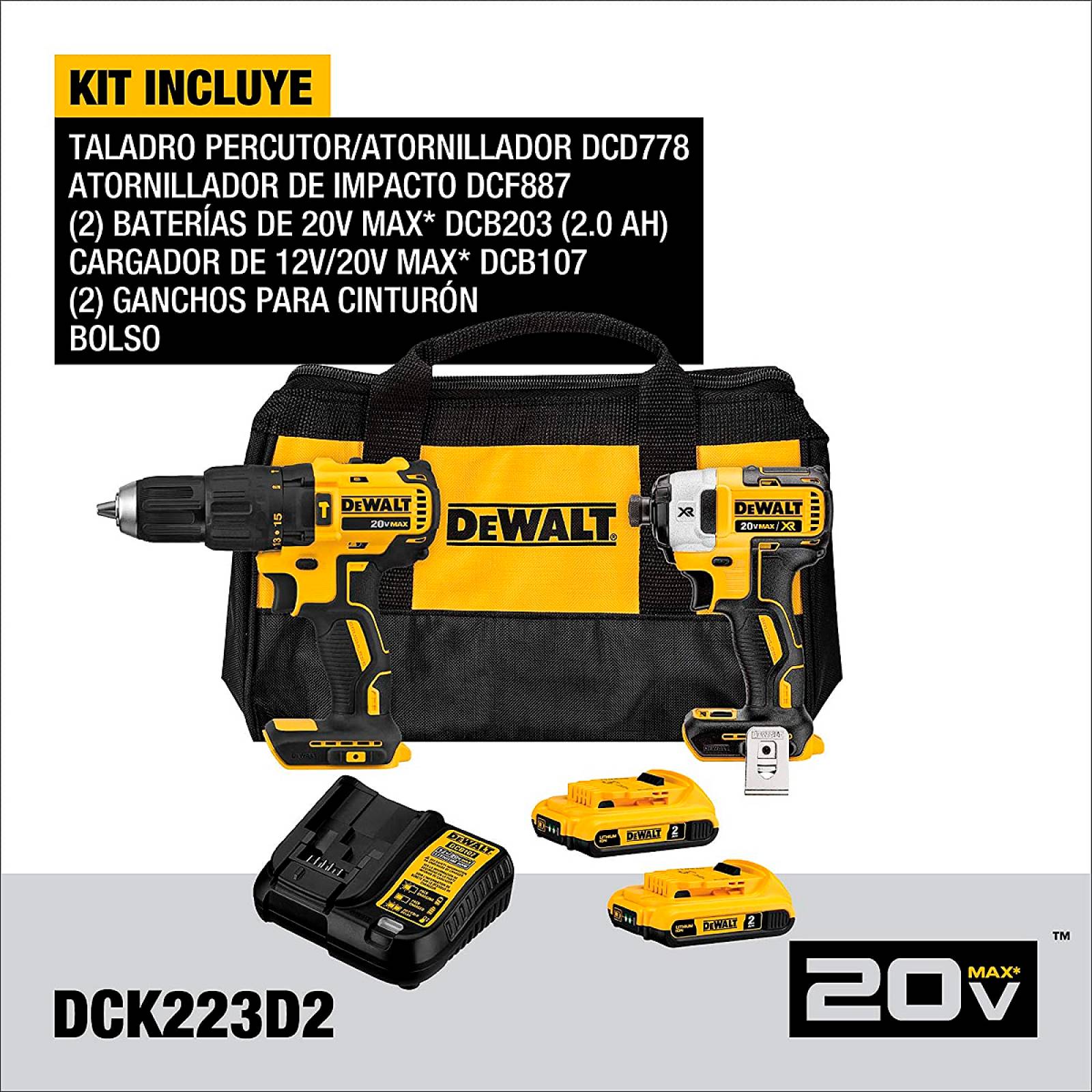 Rotomartillo 1 2 20V 0 1750Rpm  Pistola D Im Dewalt Dck223D2