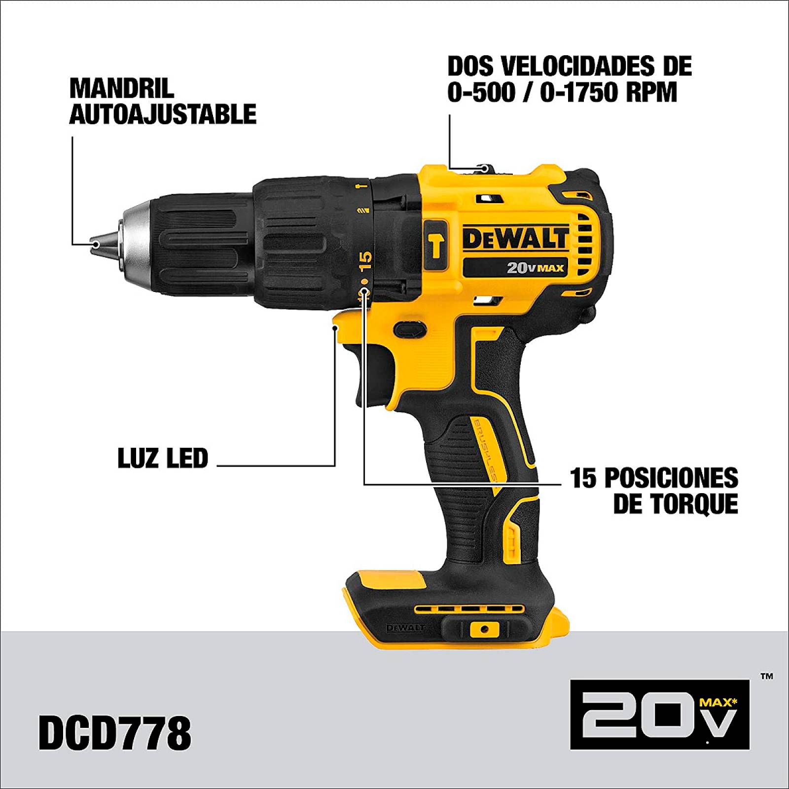 Rotomartillo 1 2 20V 0 1750Rpm  Pistola D Im Dewalt Dck223D2