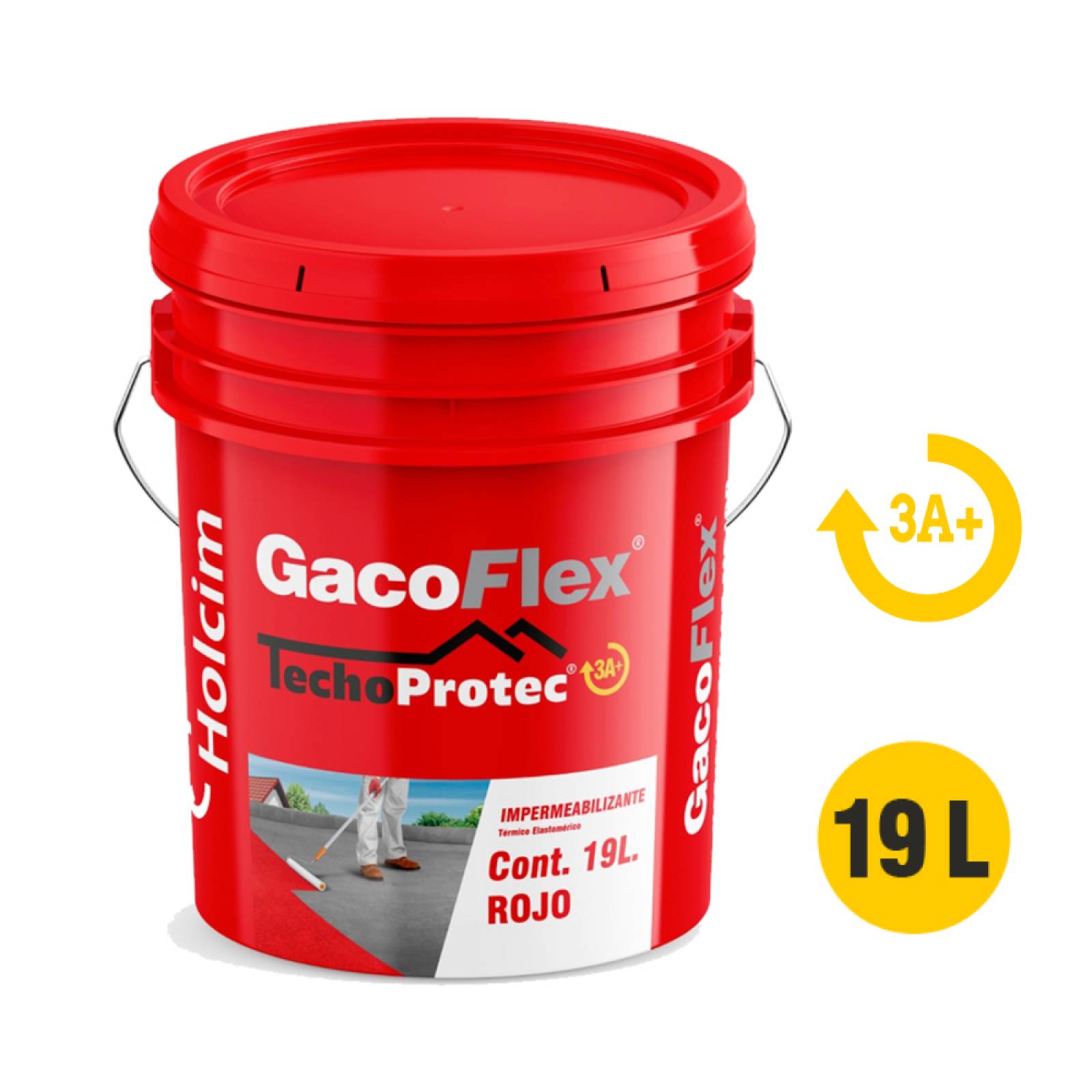 Impermeabilizante 3 años 19lt rojo gacoflex techo protect