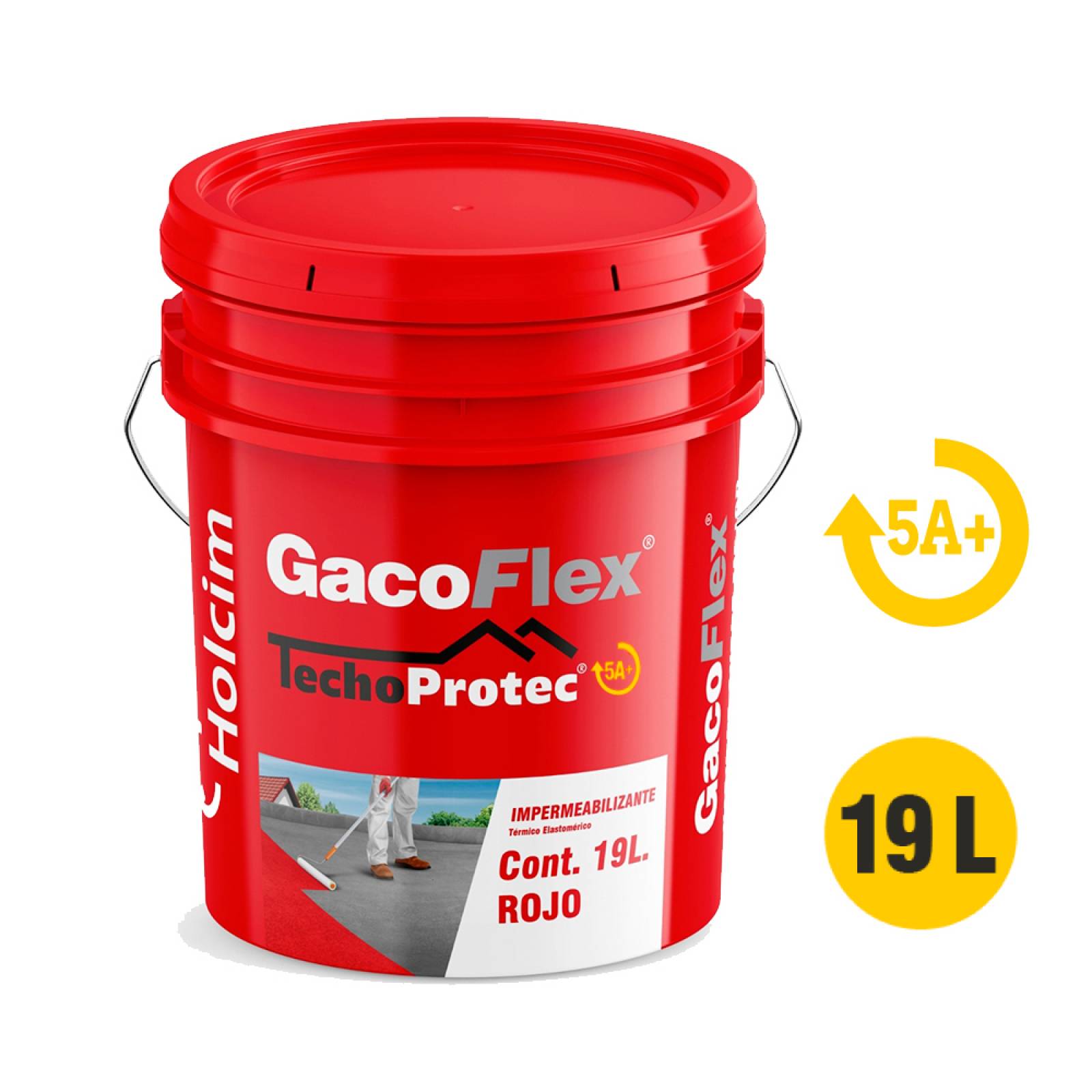 Impermeabilizante 5 años 19lt rojo gacoflex techo protect