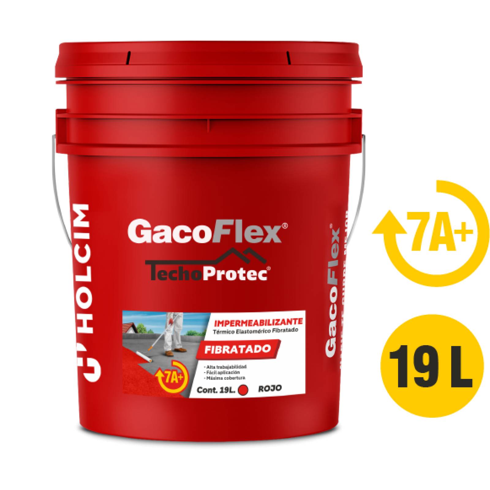 Impermeabilizante 7 años 19lt rojo gacoflex techo protect