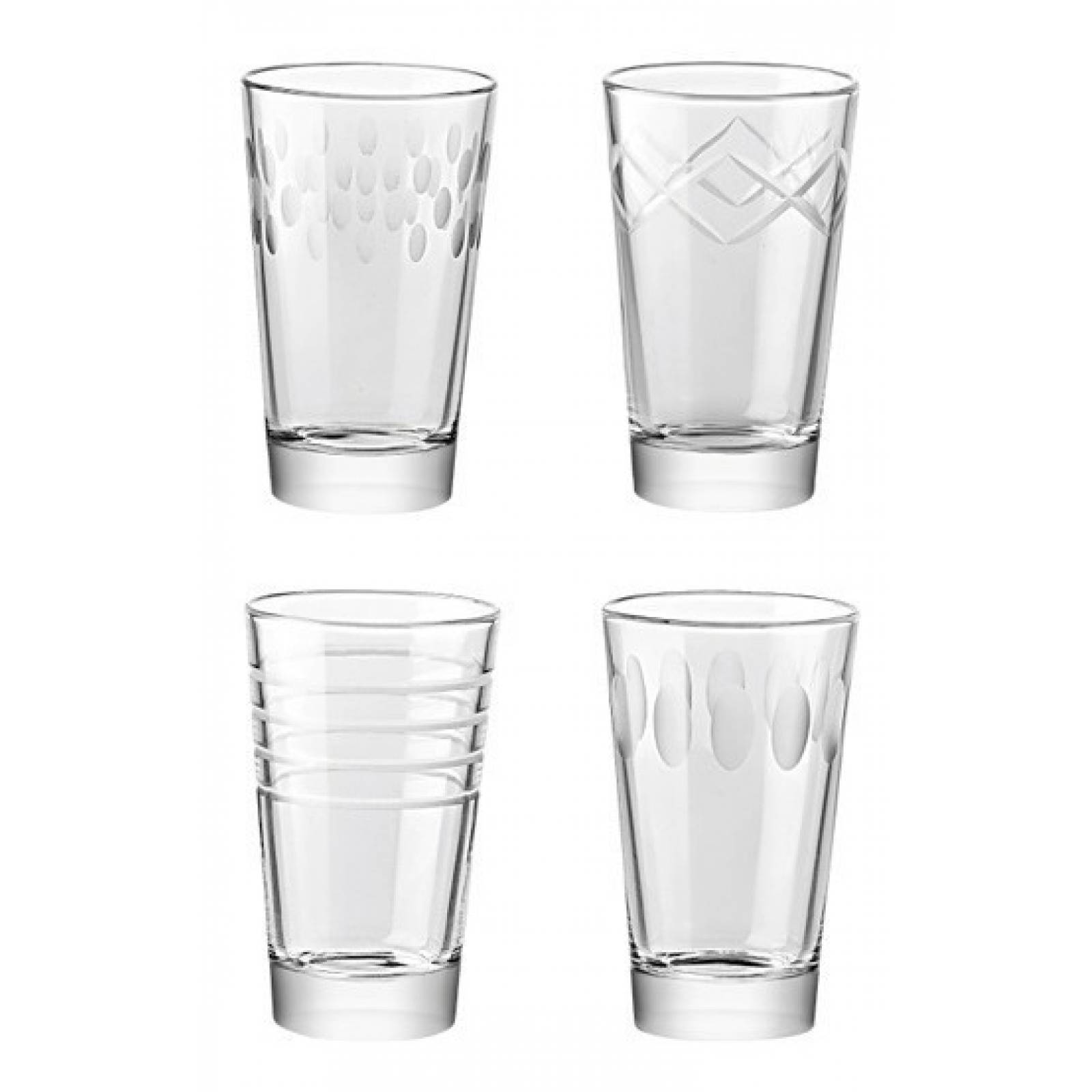 Contrasti Set 4 Vasos De Vidrio Grabados