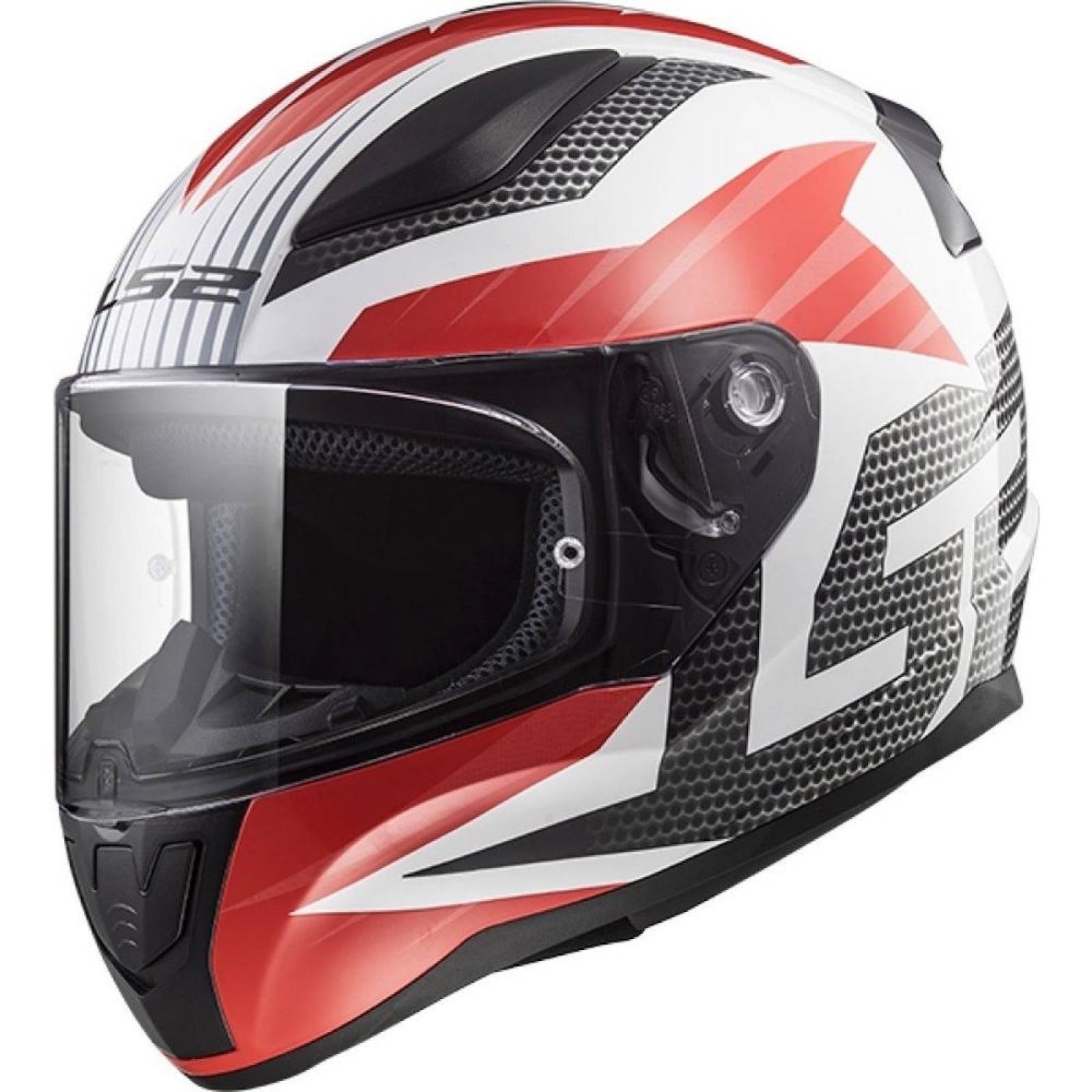 Casco Integral LS2 FF353 Rapid Grid Carbón / Blanco / Rojo 