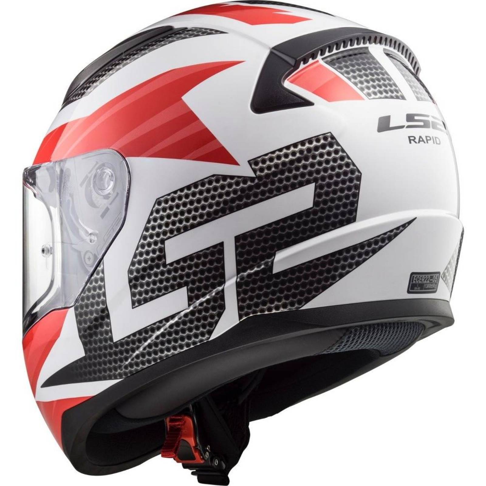 Casco Integral LS2 FF353 Rapid Grid Carbón / Blanco / Rojo 