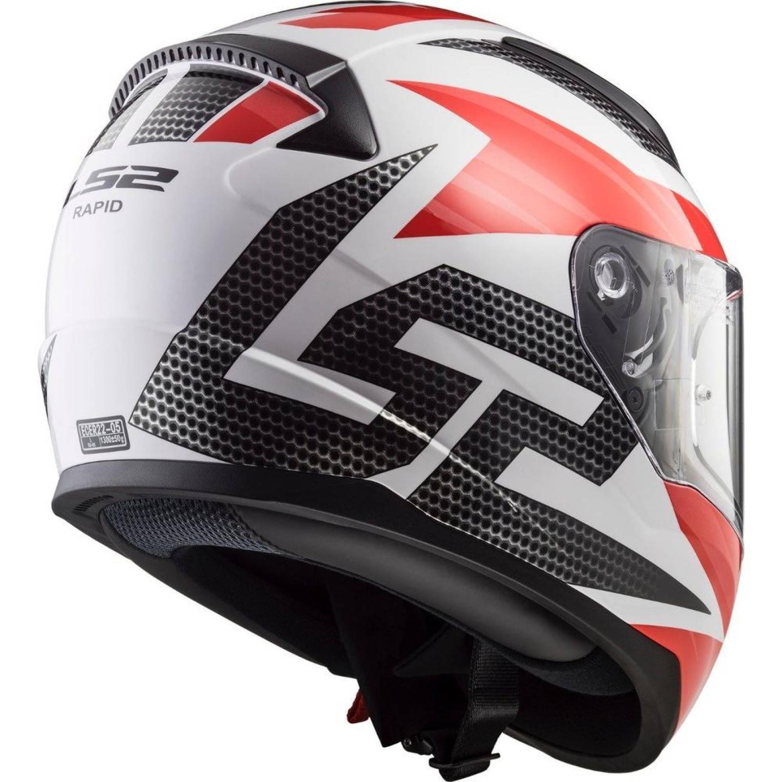 Casco Integral LS2 FF353 Rapid Grid Carbón / Blanco / Rojo 