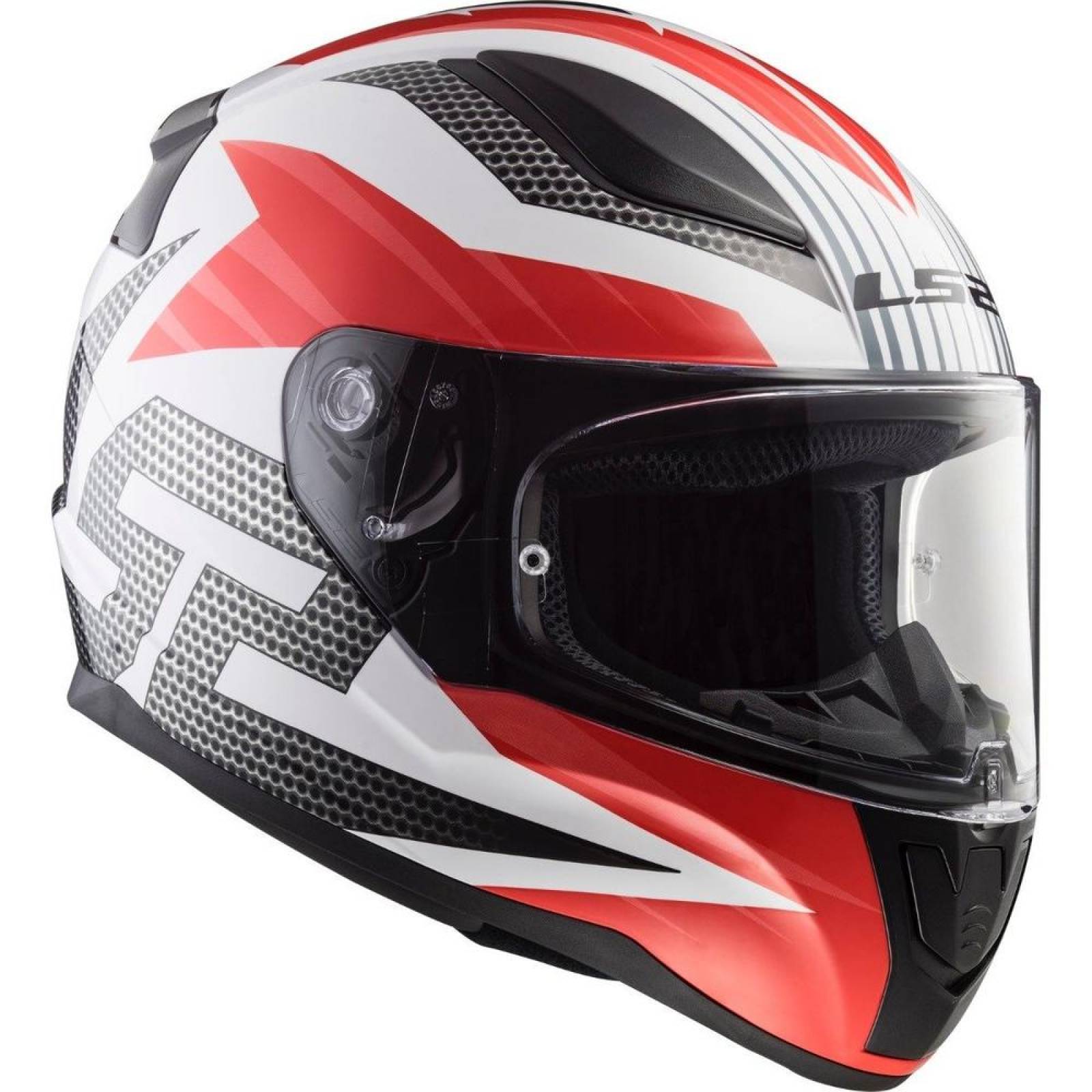 Casco Integral LS2 FF353 Rapid Grid Carbón / Blanco / Rojo 