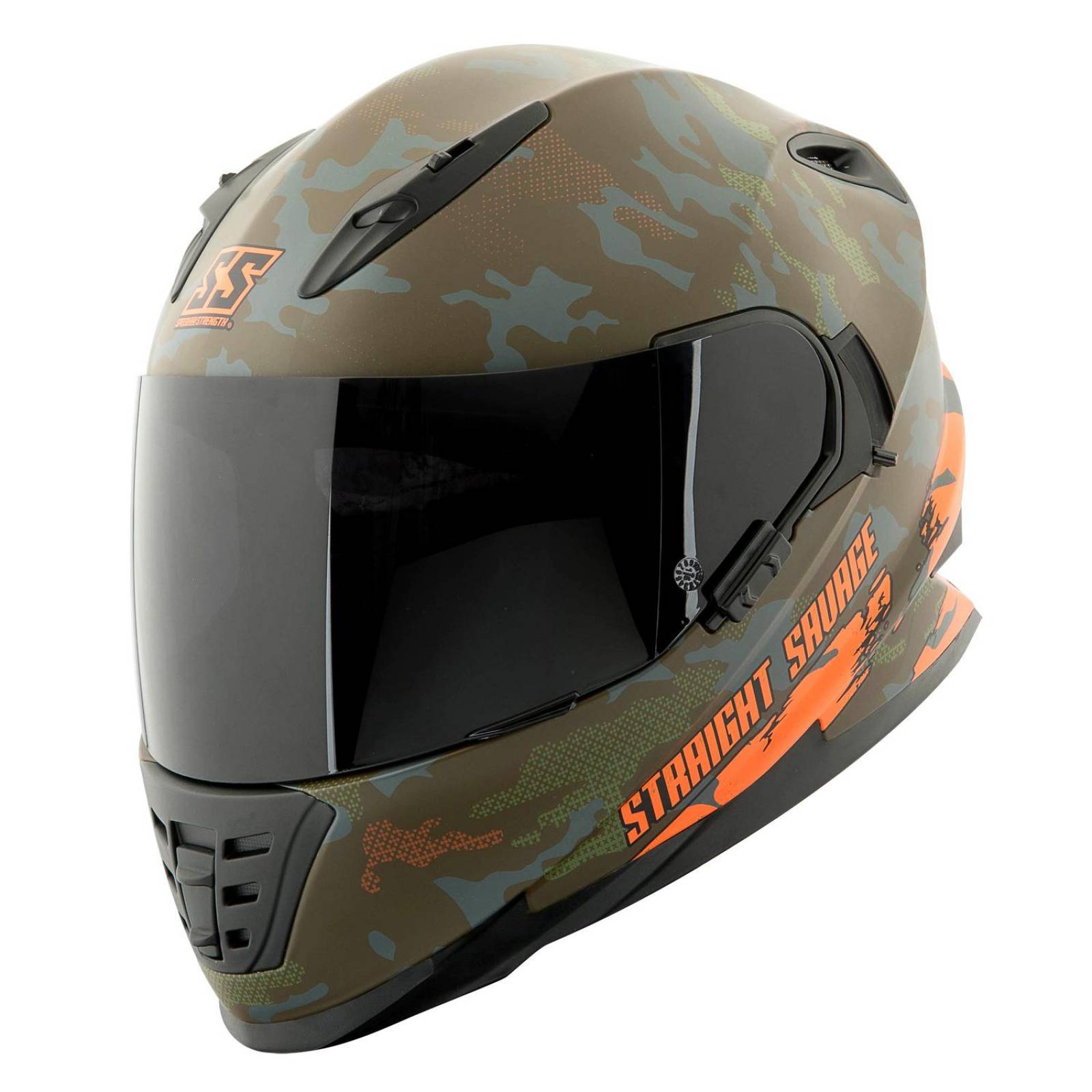 Casco Integral Ss1600 Speed & Strength Straight Savage Green / Orange 