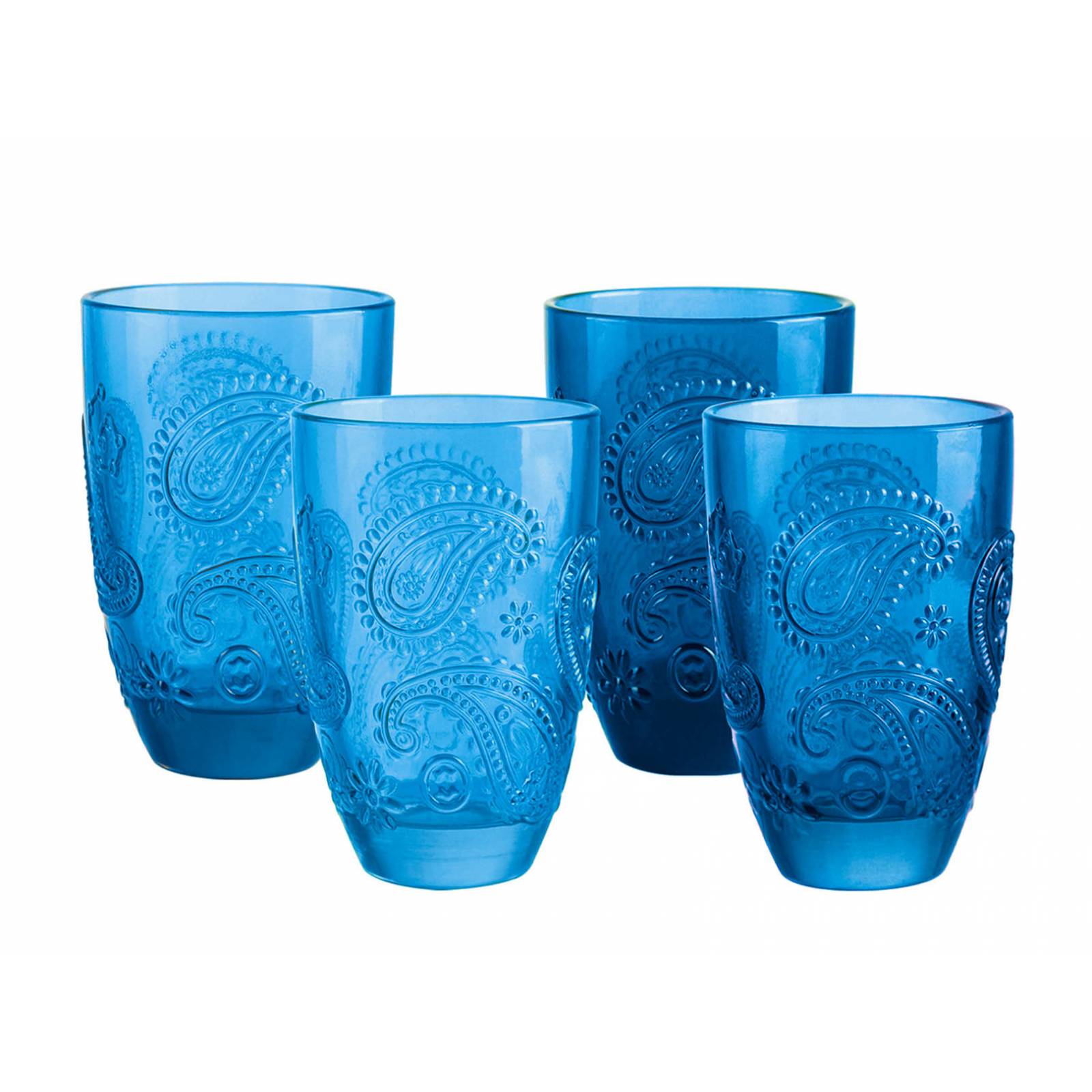 Set de 4 Vasos de Cristal Drop Azul 375ml