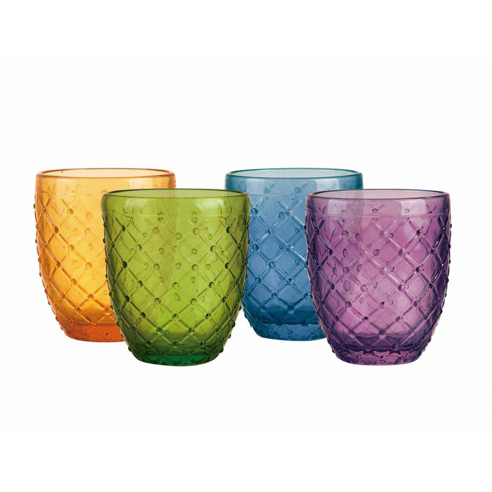 Set De 4 Vasos de Cristal Knittted Colores 305 ml