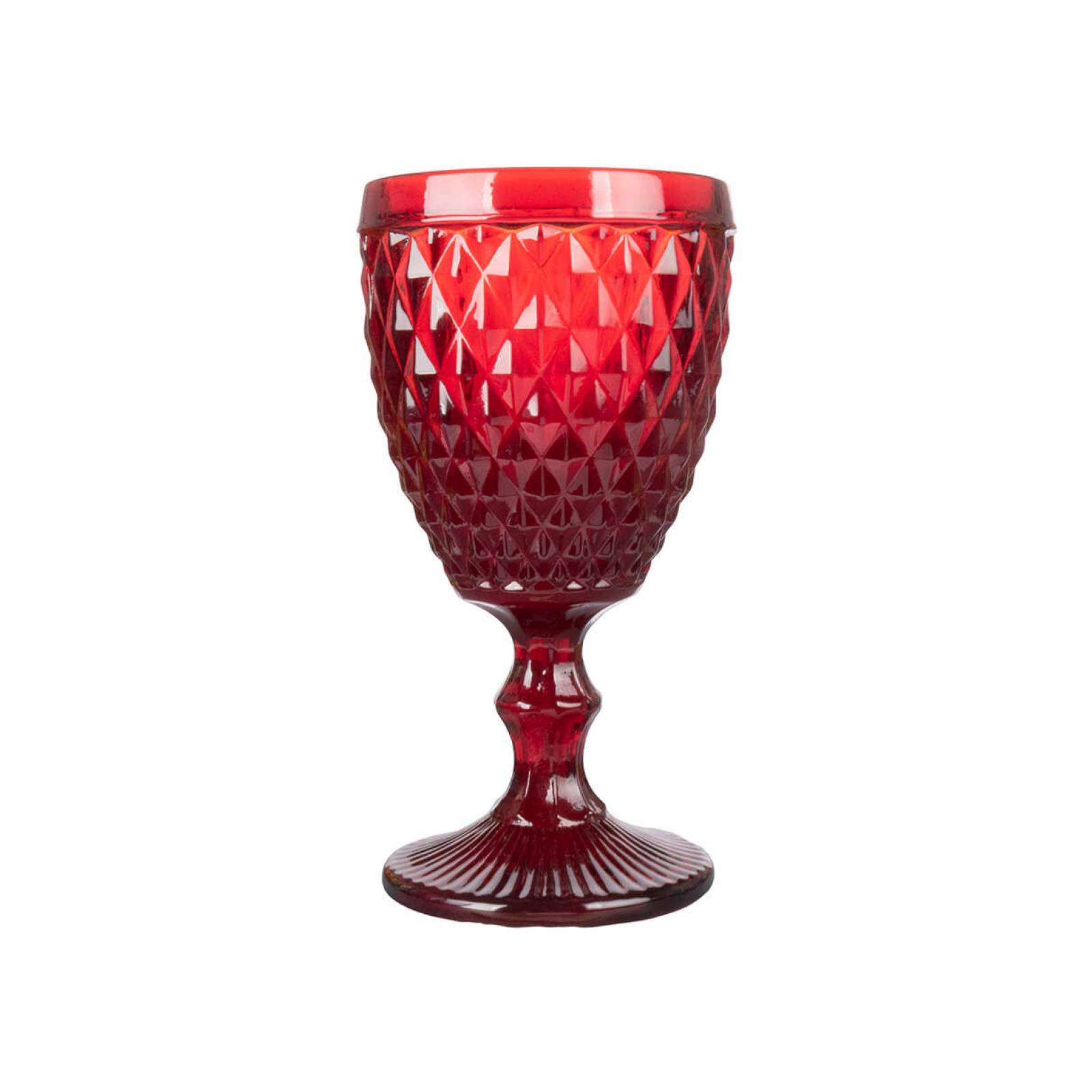 Love & Lemons Set Copas De Cristal Gran Diamante Rojo 4 Piezas 310 ml
