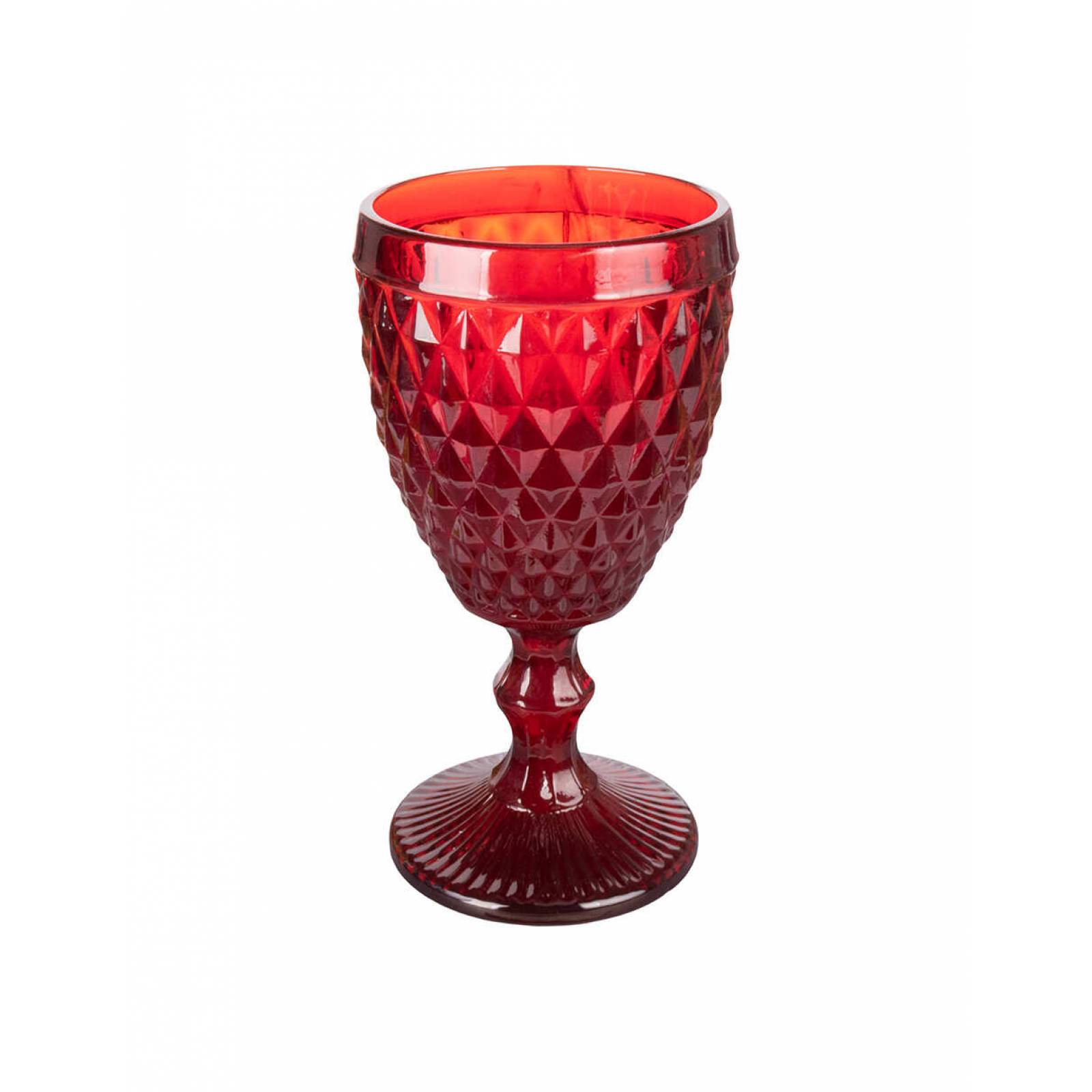 Love & Lemons Set Copas De Cristal Gran Diamante Rojo 4 Piezas 310 ml