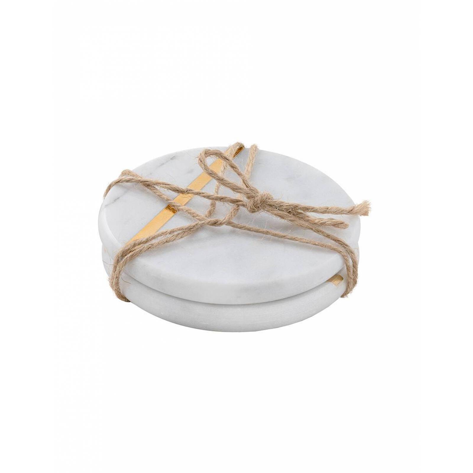 Set Portavasos Ares Love & Lemons MAC-1924 de Mármol Gris con Línea Dorada 