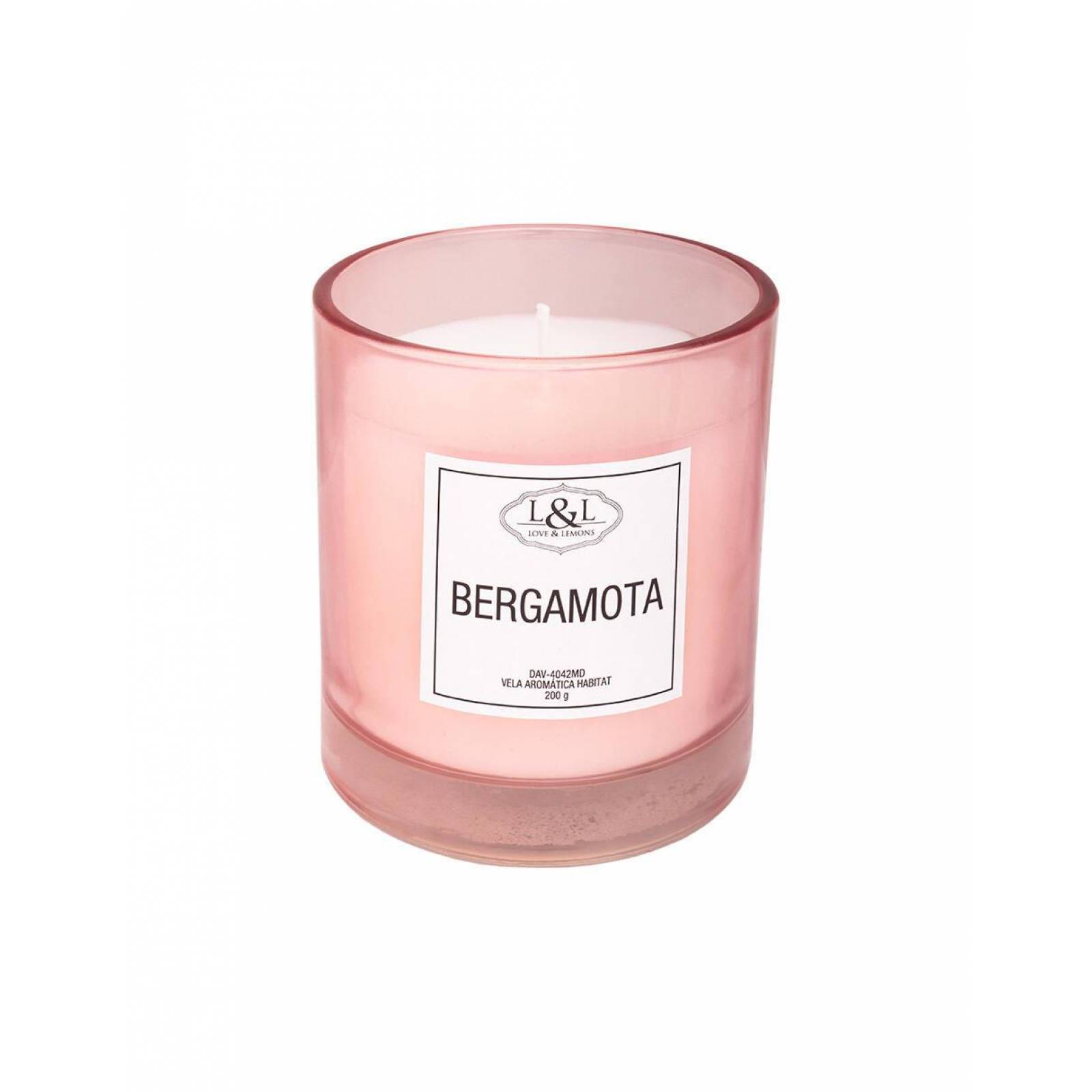 Vela Aromática Habitat Bergamota Love & Lemons DAV-4042MD en Tarro de Cristal Rosa Mediana 200g 