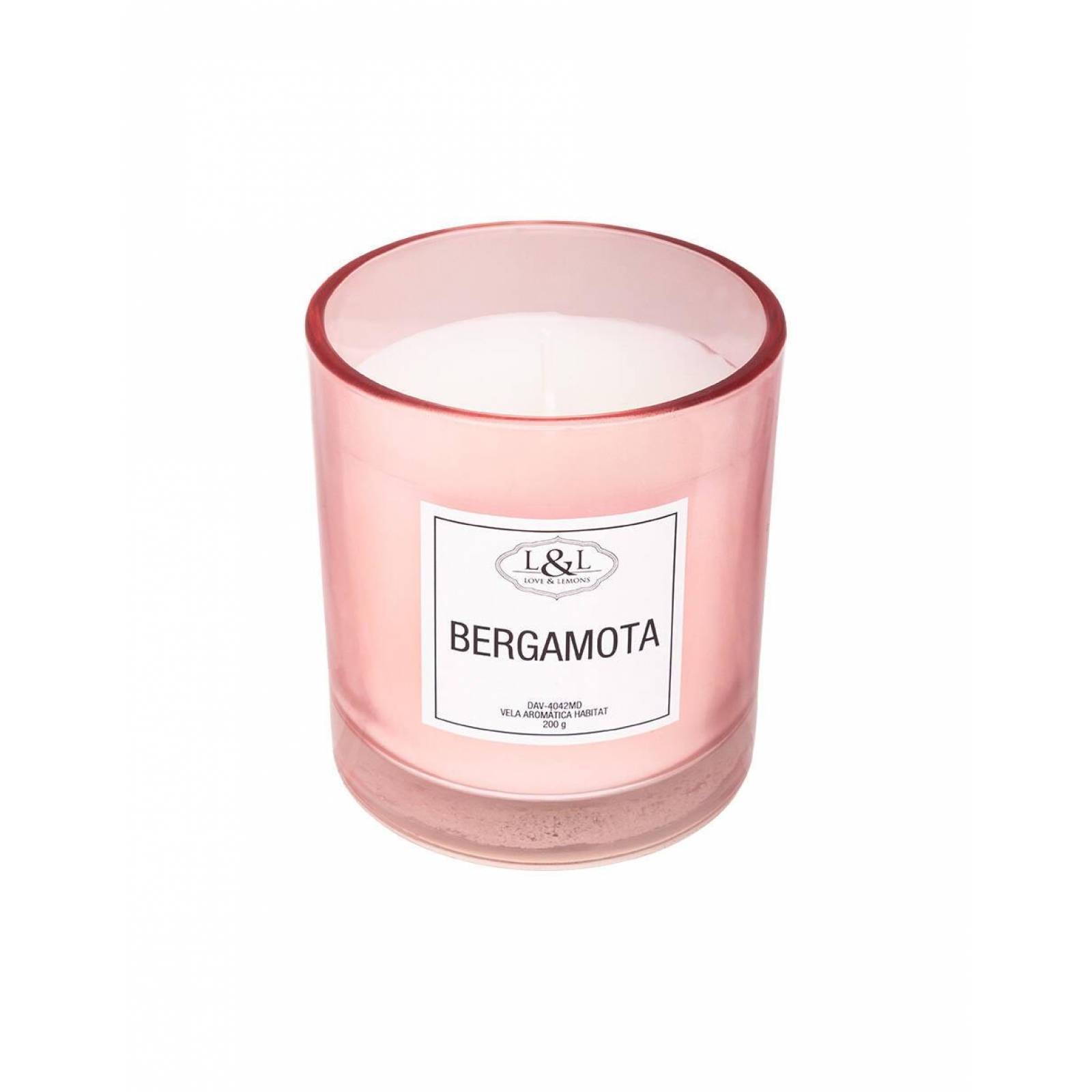 Vela Aromática Habitat Bergamota Love & Lemons DAV-4042MD en Tarro de Cristal Rosa Mediana 200g 