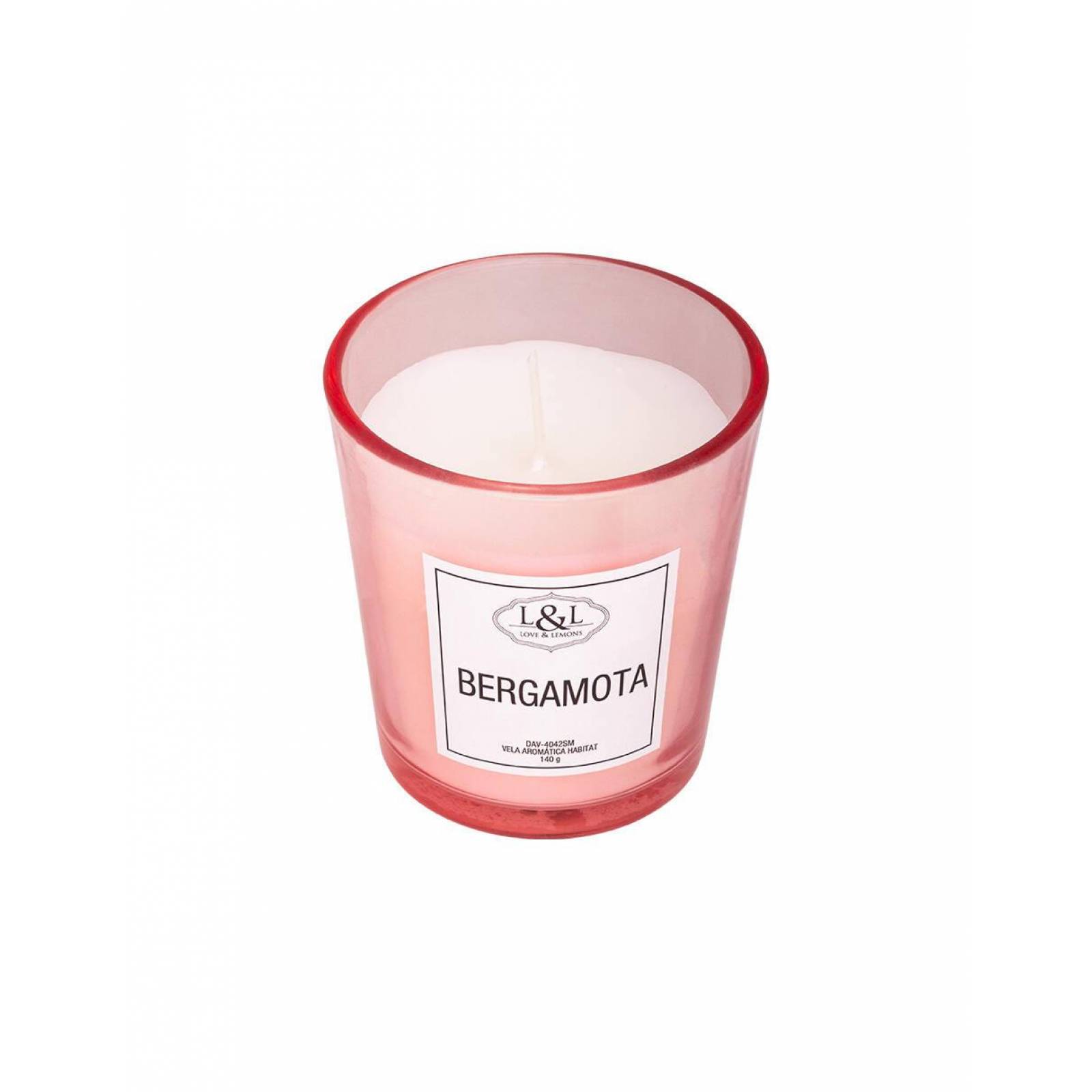 Vela Aromática Habitat Bergamota Love & Lemons DAV-4042SM en Tarro de Cristal Rosa Chica 140g 