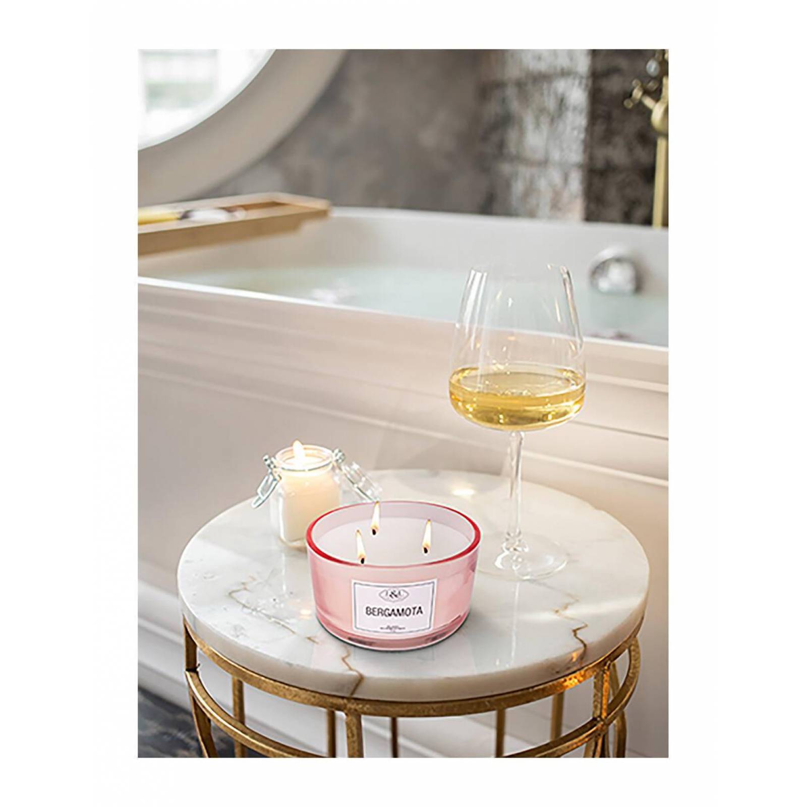 Vela Aromática Habitat Bergamota Love & Lemons DAV-4042LG en Tarro de Cristal Rosa Grande 410g 