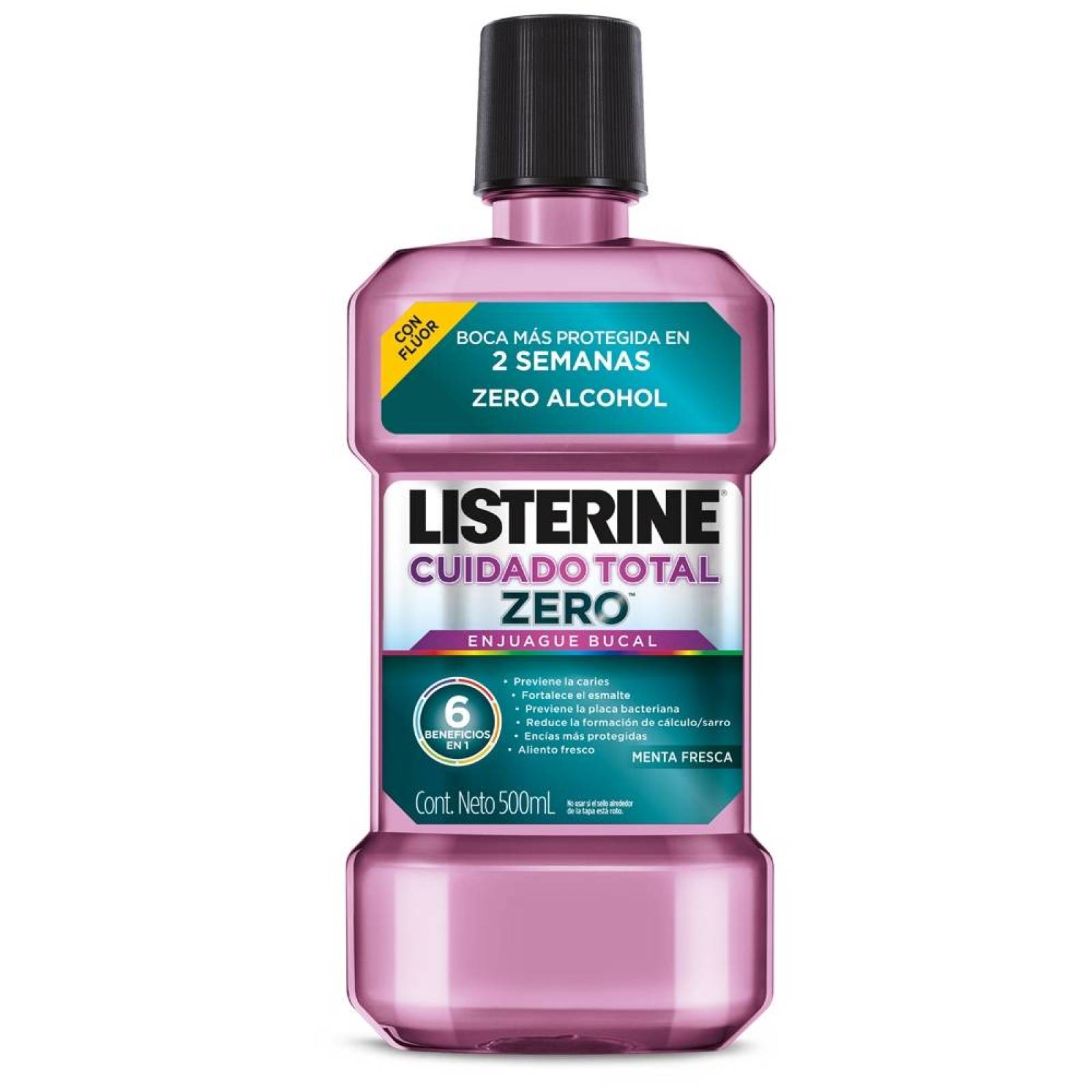 Listerine Enjuague Bucal Cuidado Total Zero Alcohol envase 500 ml