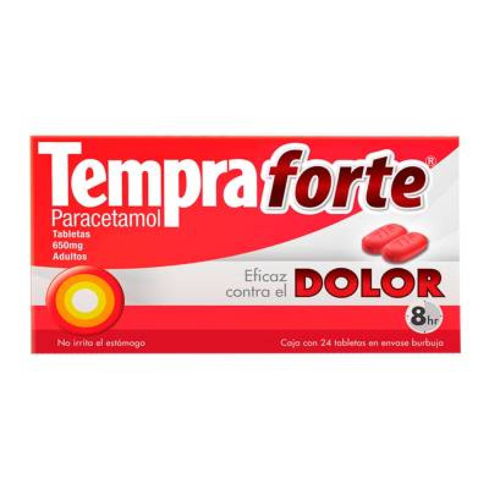 Tempra Forte Paracetamol 650 mg caja 24 tabletas