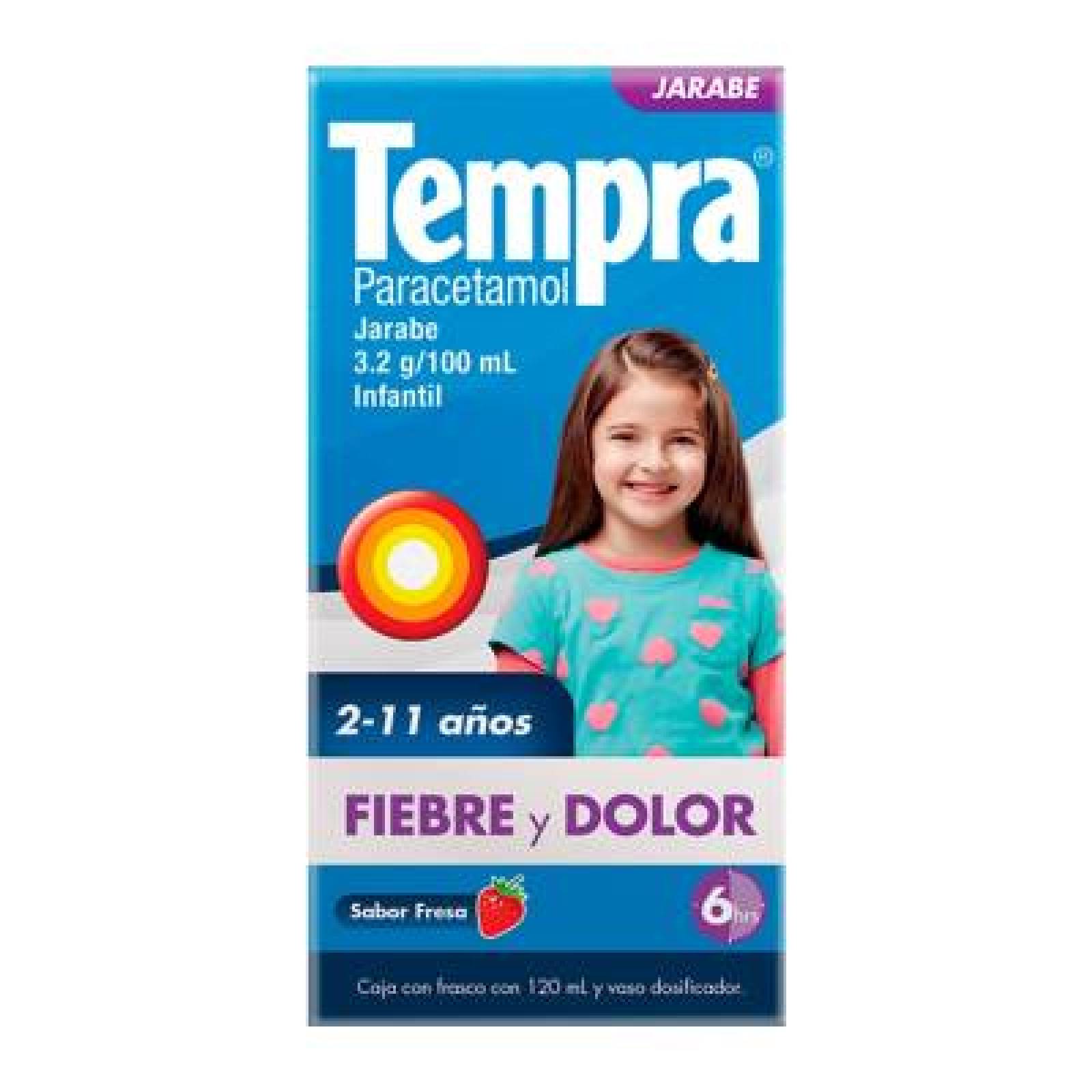 Tempra Paracetamol Jarabe sabor Fresa Infantil 2-11 Años frasco 120ml