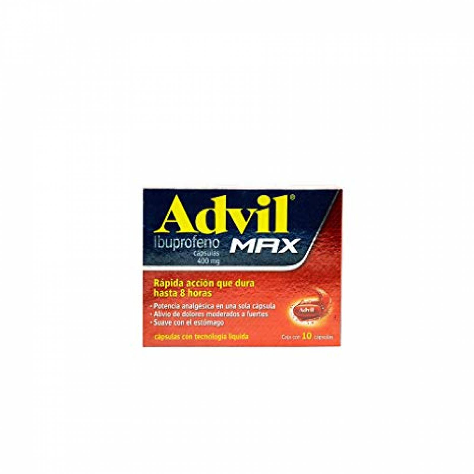 Advil Ibuprofeno Max Cápsulas líquidas caja 10 cápsulas