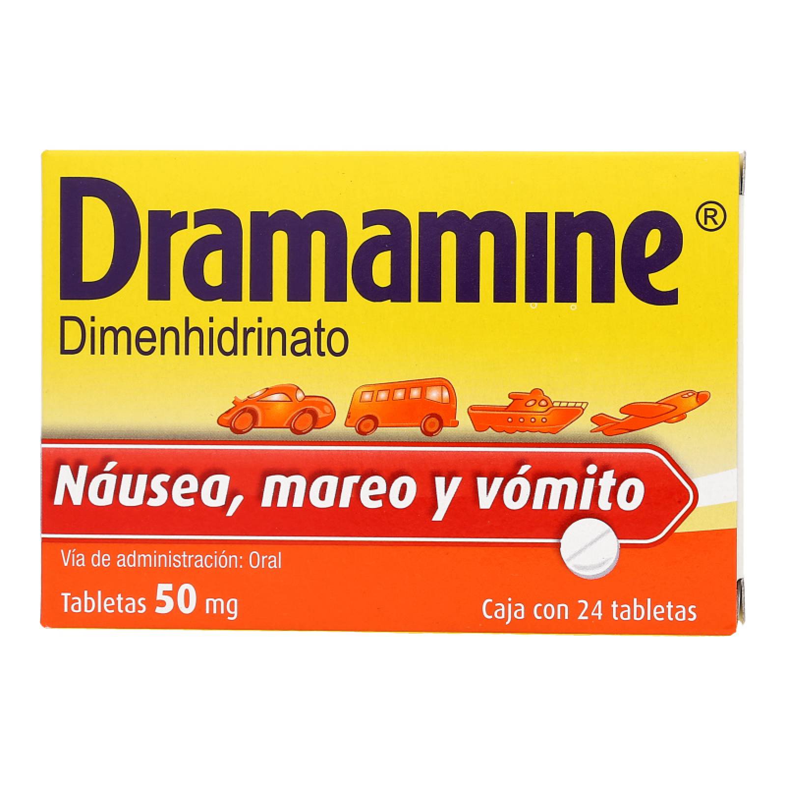 Dramamine Dimenhidrinato Adulto caja 24 tabletas