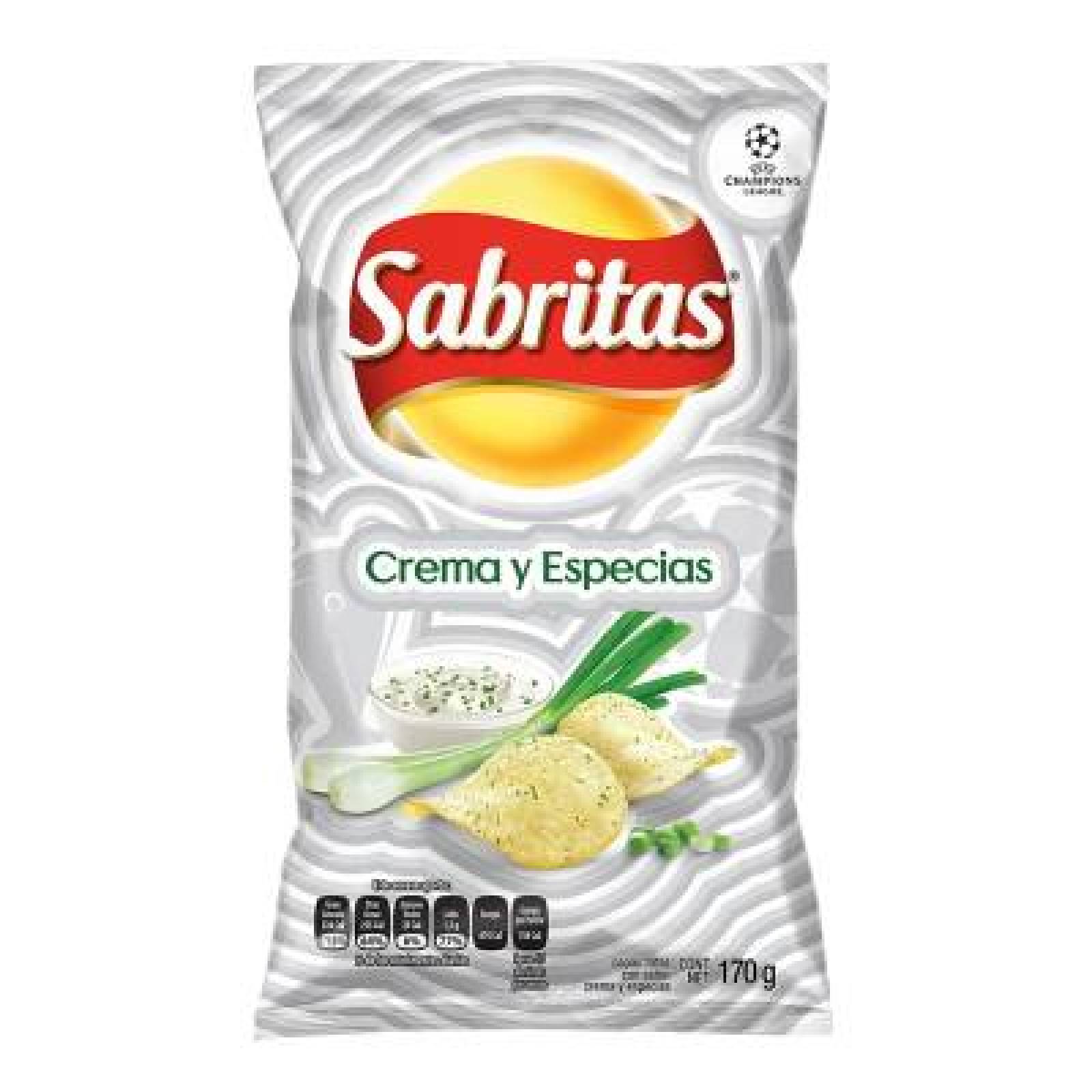 Sabritas Botana Papas Fritas Sabor Crema y Especias paquete 170g