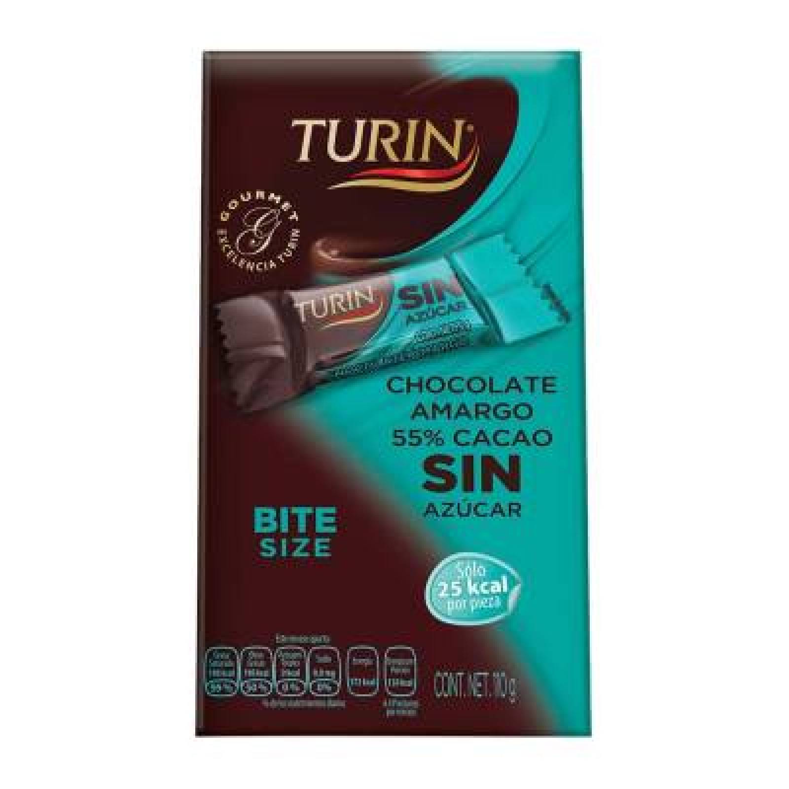 Turin Chocolate Amargo 55% Cacao sin Azúcar paquete 110g