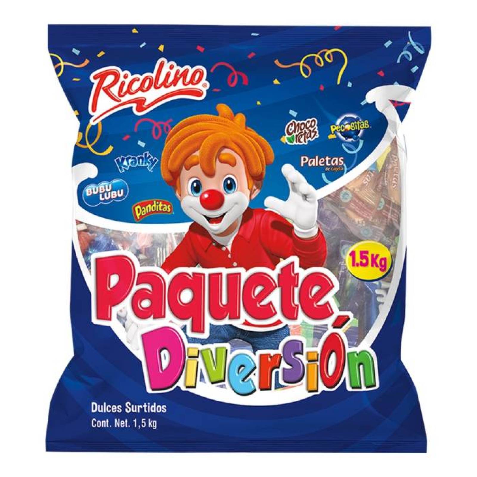 Ricolino Paquete Diversión Dulces Surtidos bolsa 1.5kg