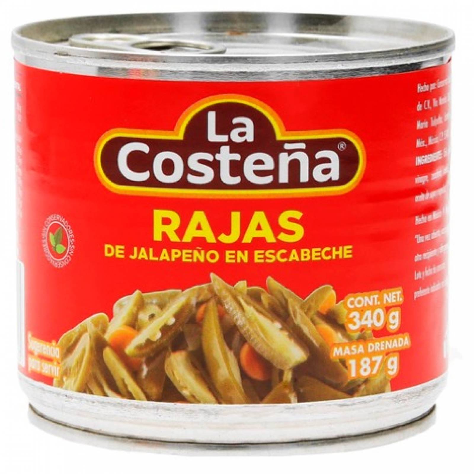 La Costeña Rajas de Jalapeño en Escabeche lata 340g