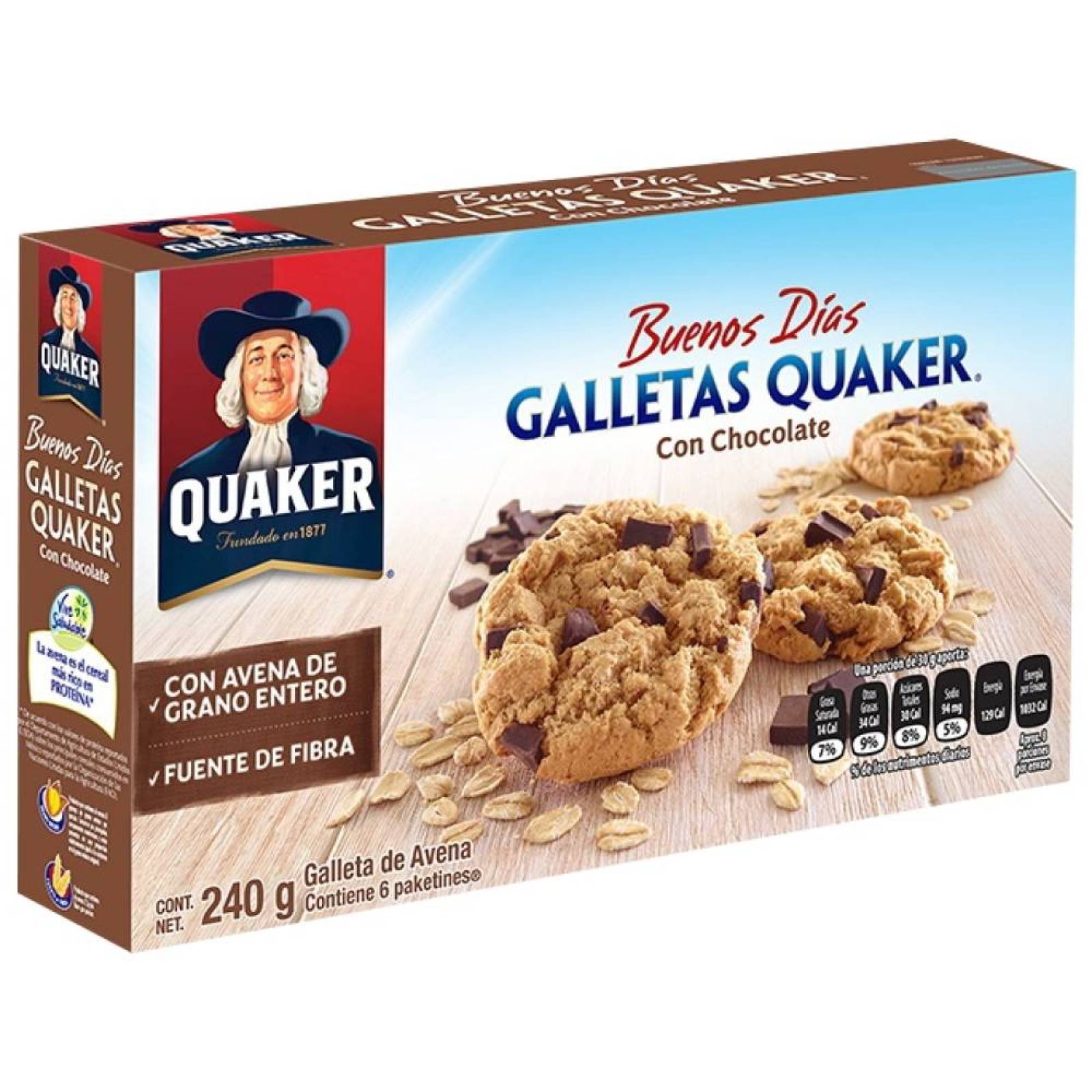 Quaker Galletas De Avena Chocolate Caja 240g 