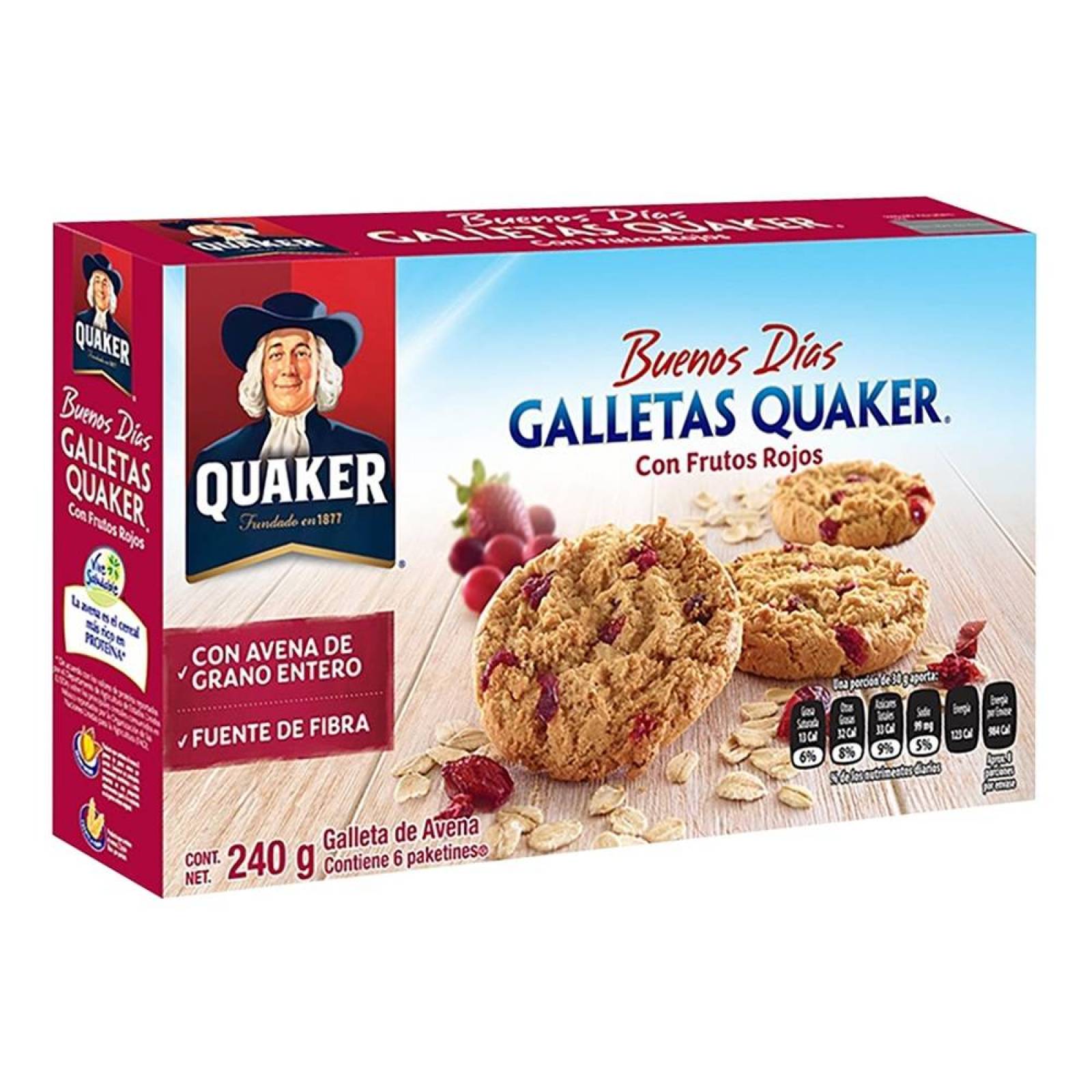 Quaker Galletas de Avena Frutos Rojos caja 240g