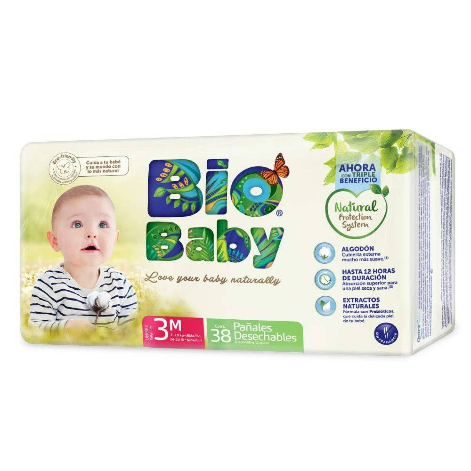 Bio Baby Pañales Etapa 3 Mediano Unisex de 7 a 10 kgs paquete 38 piezas 