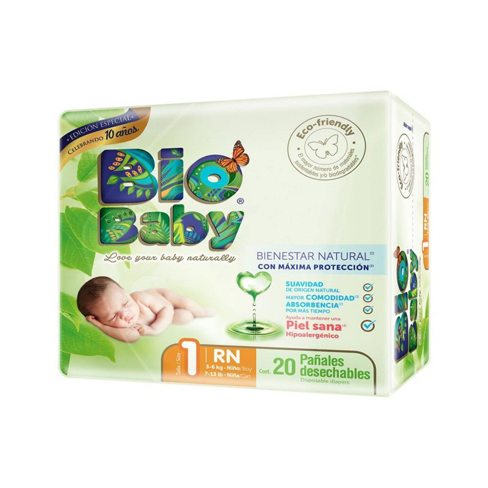 Bio Baby Pañales Recien Nacido Unisex paquete 20 piezas 