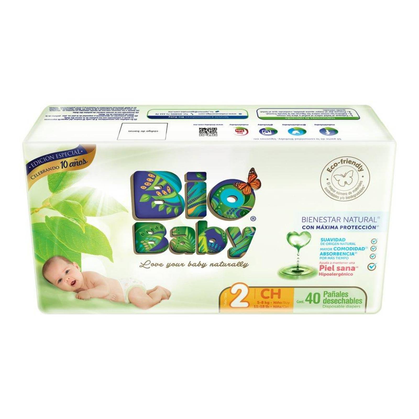 Bio Baby Pañales Etapa 2 Chica Unisex de 5 a 8 kgs paquete 40 piezas 