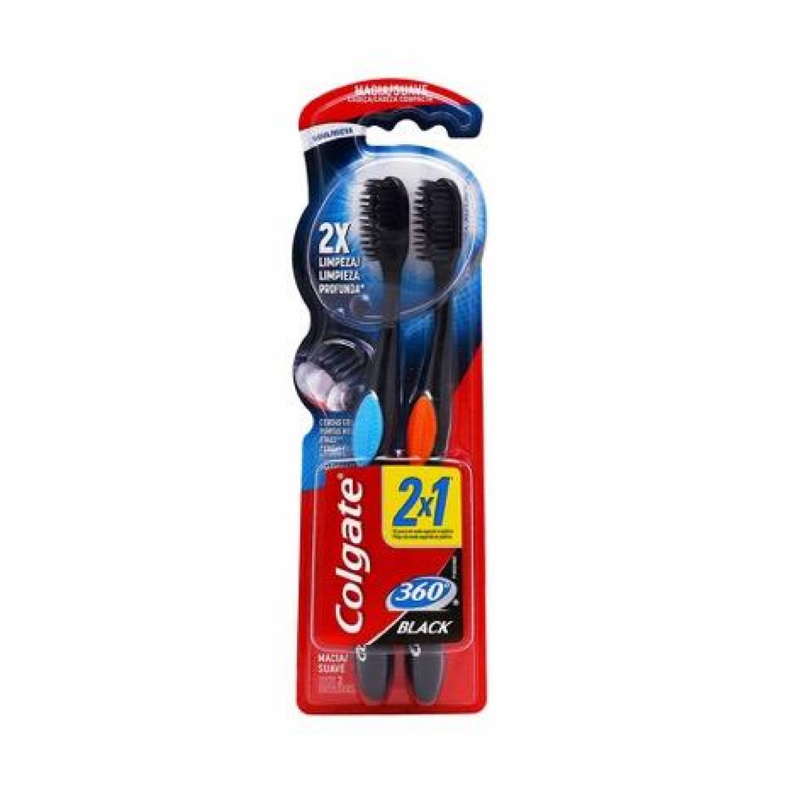 Colgate Cepillo Dental 2 x 1 360 Black paquete 2 piezas 