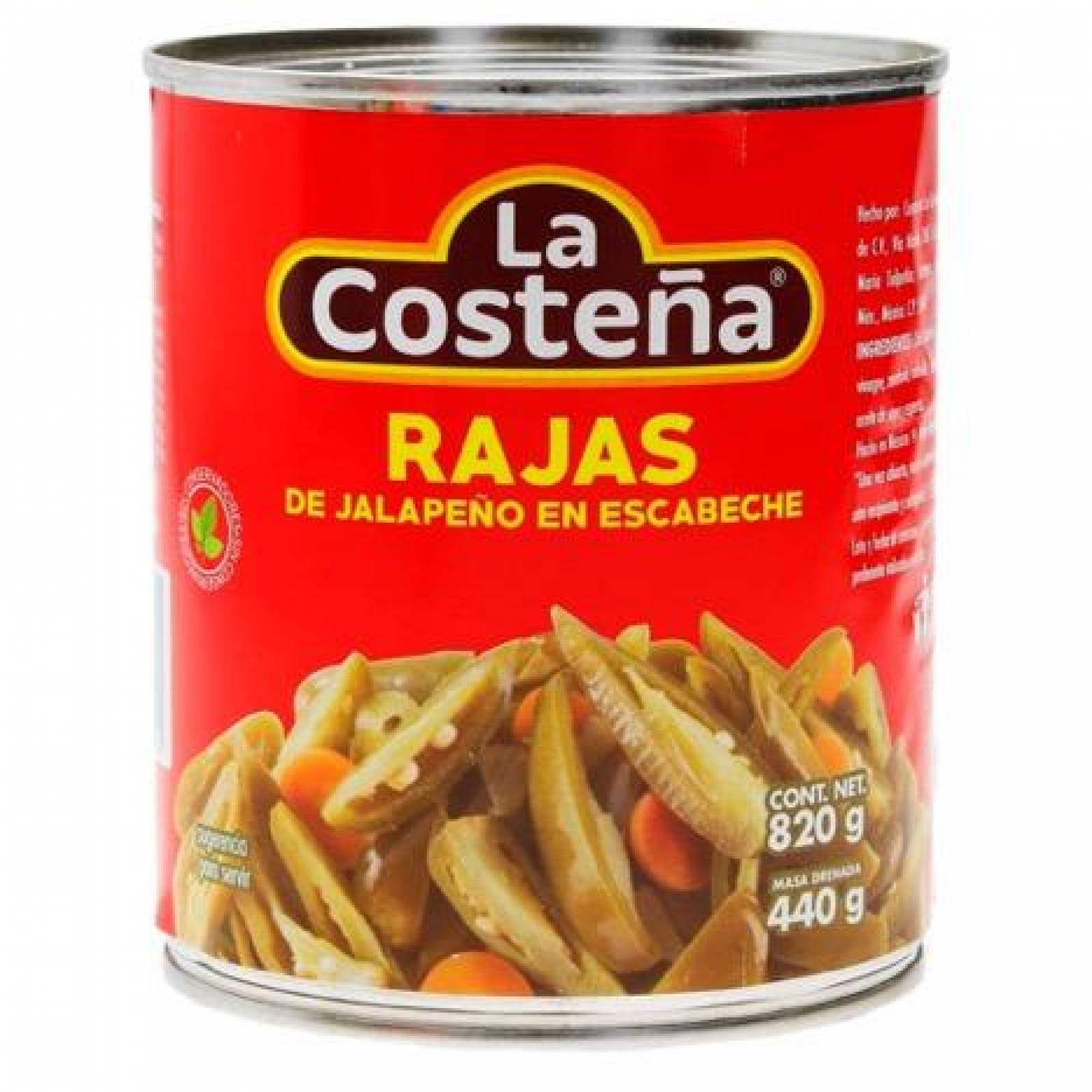 La Costeña Rajas de Jalapeño en Escabeche lata 820g