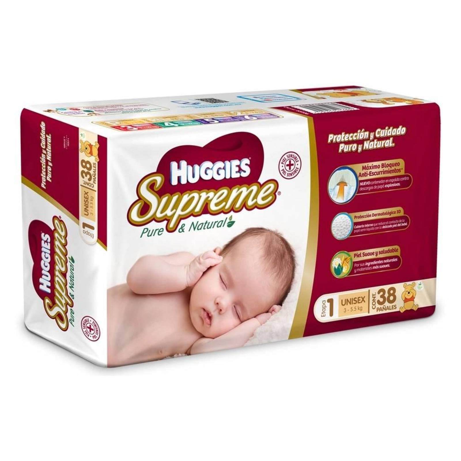 Huggies Supreme Pañales Unisex Etapa 1 paquete 38 piezas 