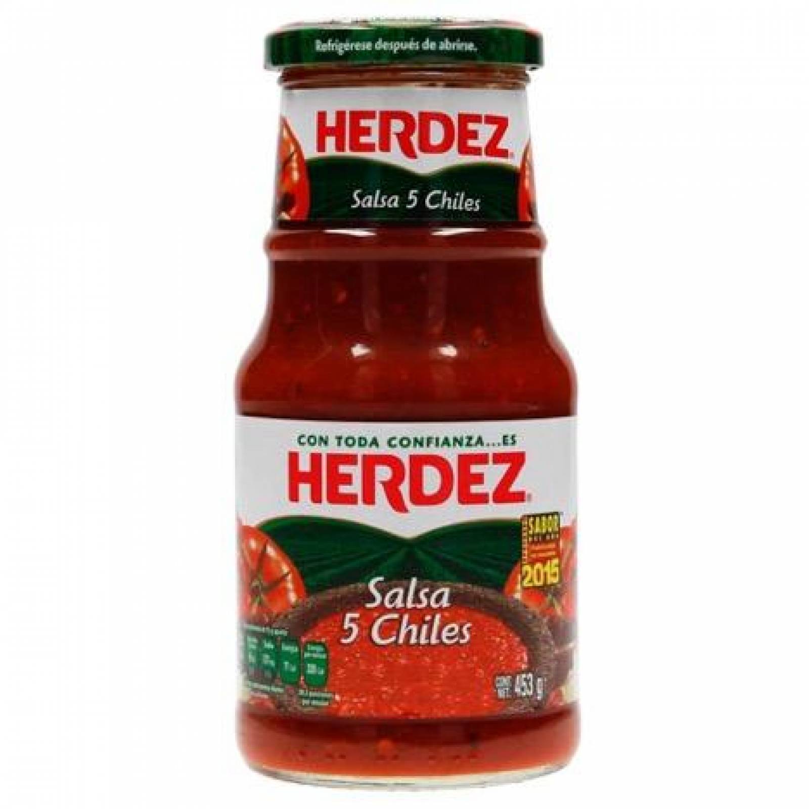 Herdez Salsa 5 Chiles frasco 453g 